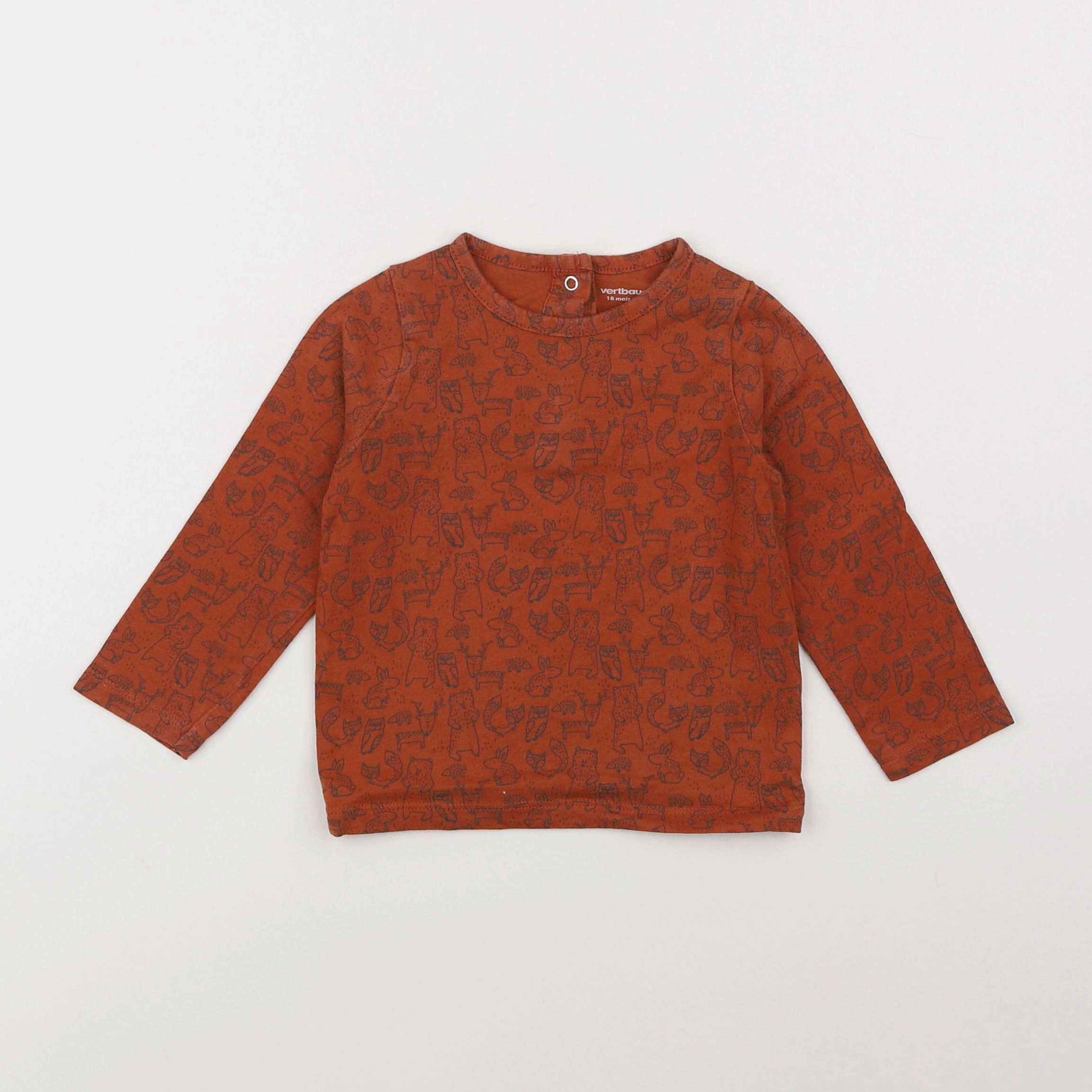 Vertbaudet - tee-shirt marron - 18 mois