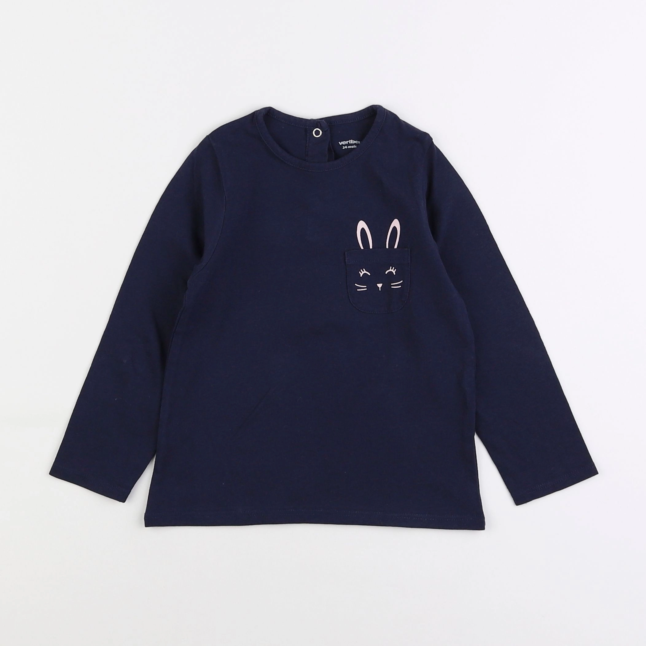 Vertbaudet - tee-shirt bleu, rose - 2 ans