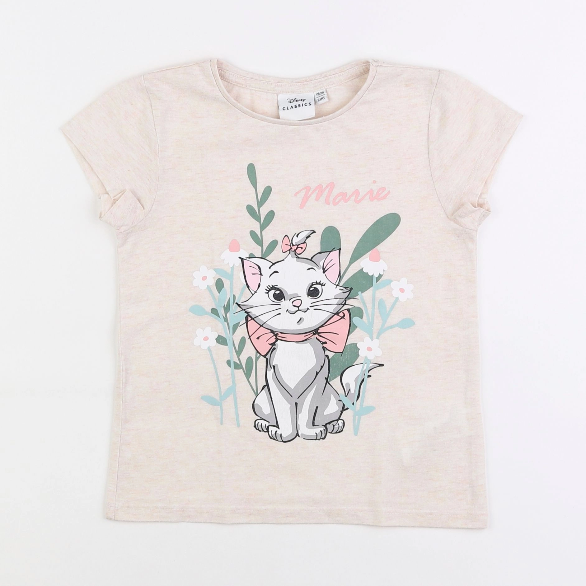 Vertbaudet - tee-shirt beige, rose - 6 ans