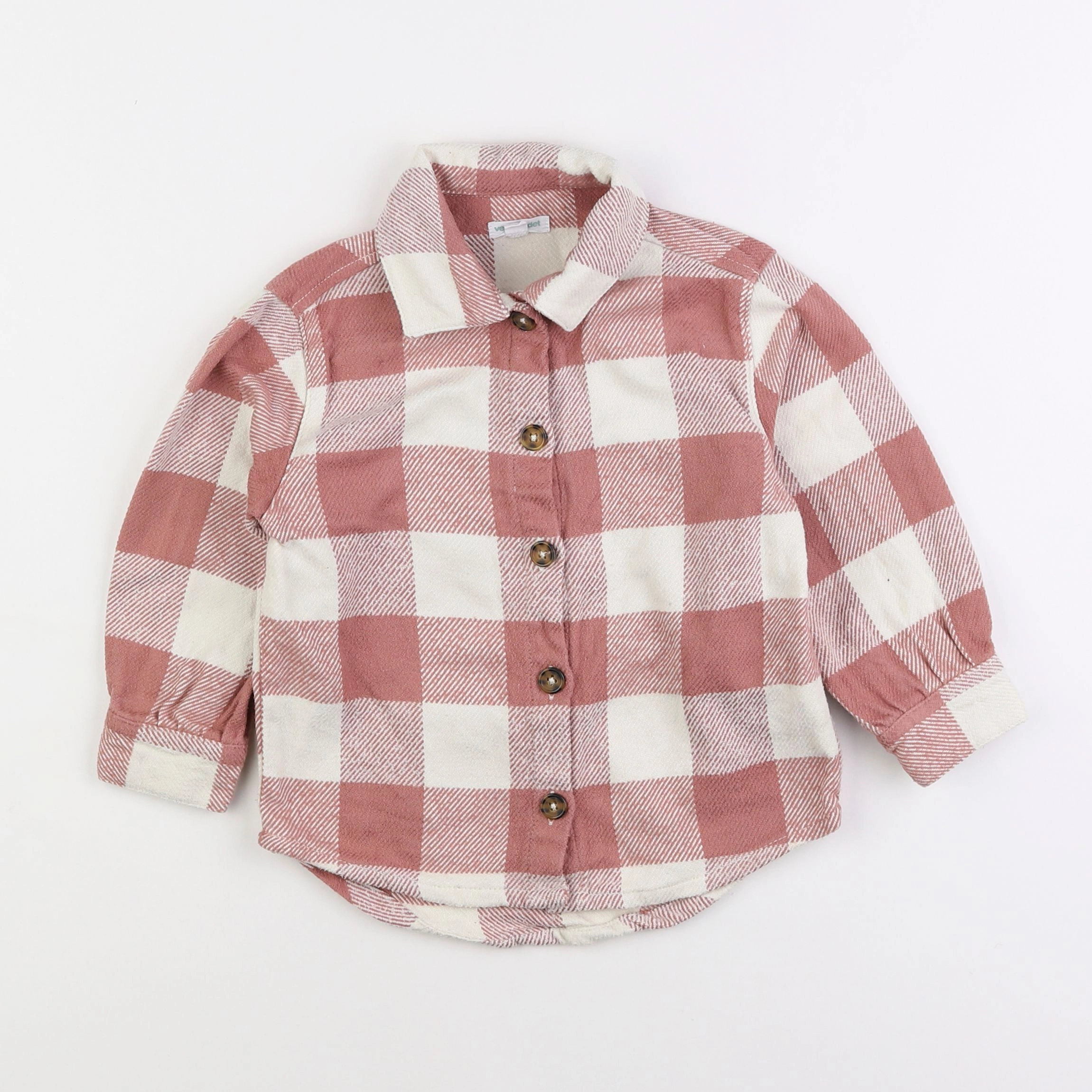 Vertbaudet - chemise blanc, rose - 4 ans