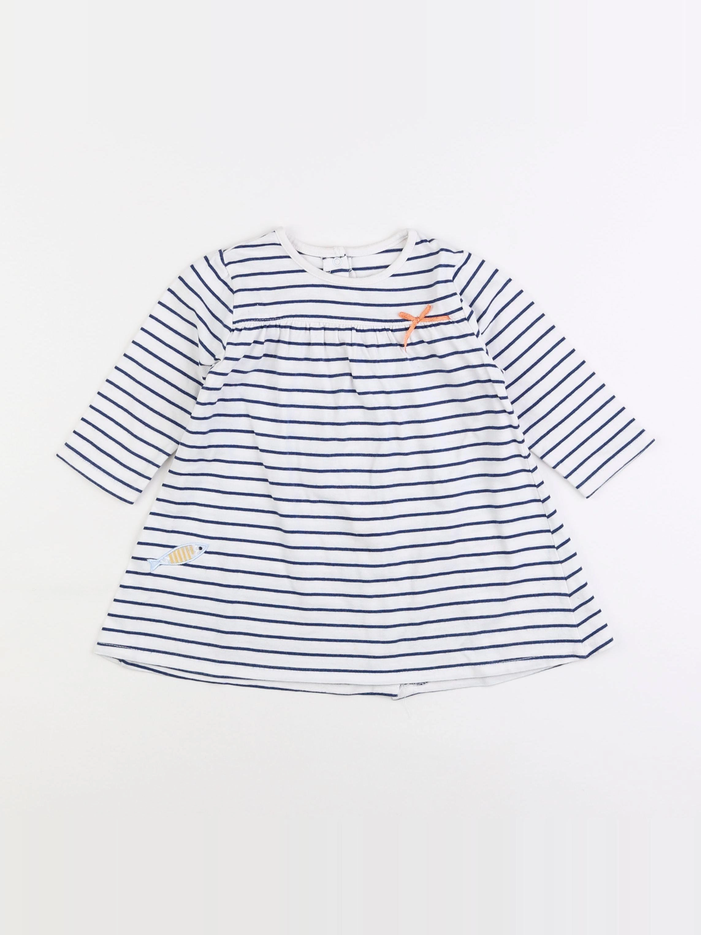 Vertbaudet - robe blanc, bleu - 12 mois