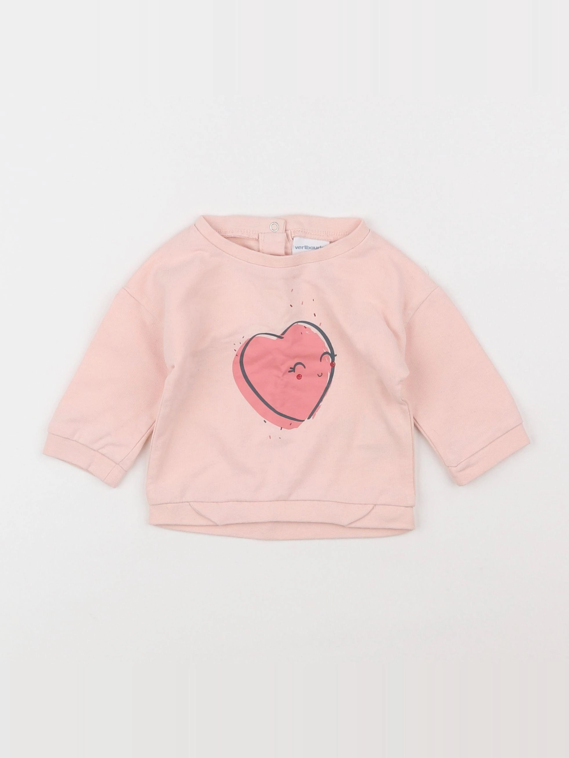 Vertbaudet - sweat rose - 3 mois