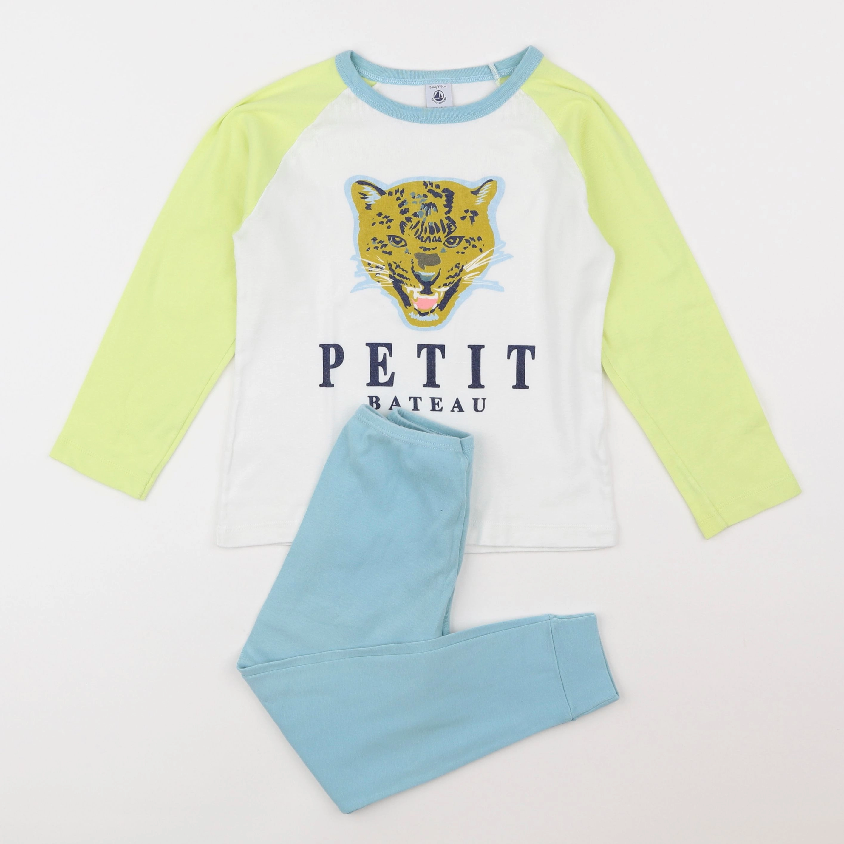 Petit Bateau - pyjama coton jaune, bleu - 6 ans