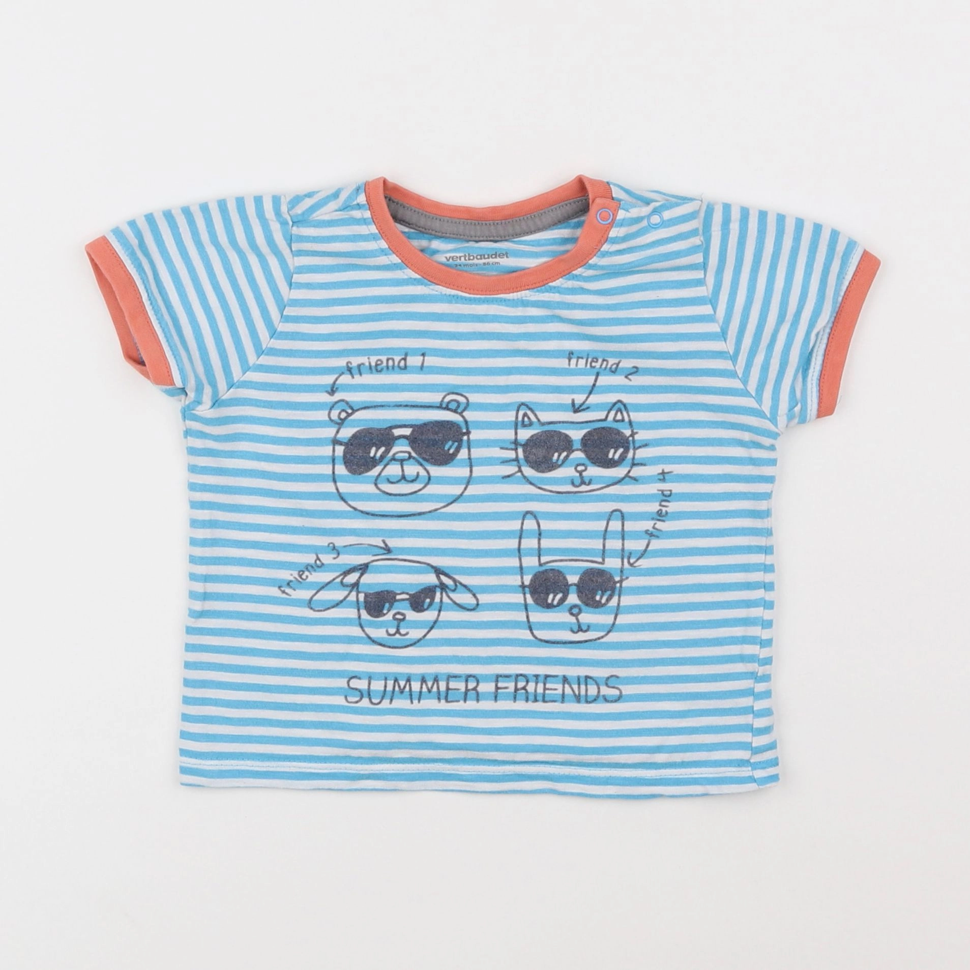 Vertbaudet - tee-shirt bleu - 2 ans