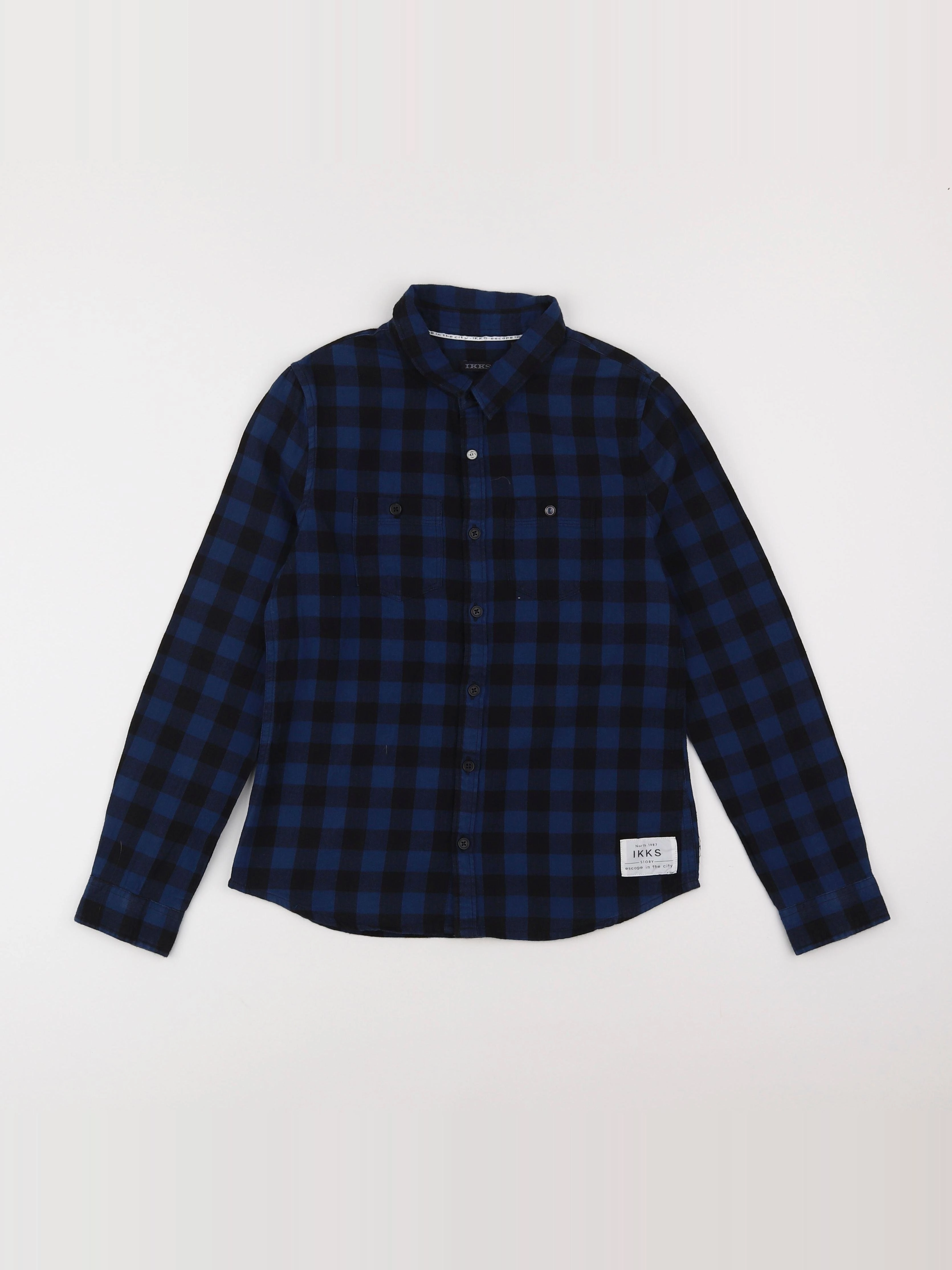 IKKS - chemise bleu, noir - 10 ans
