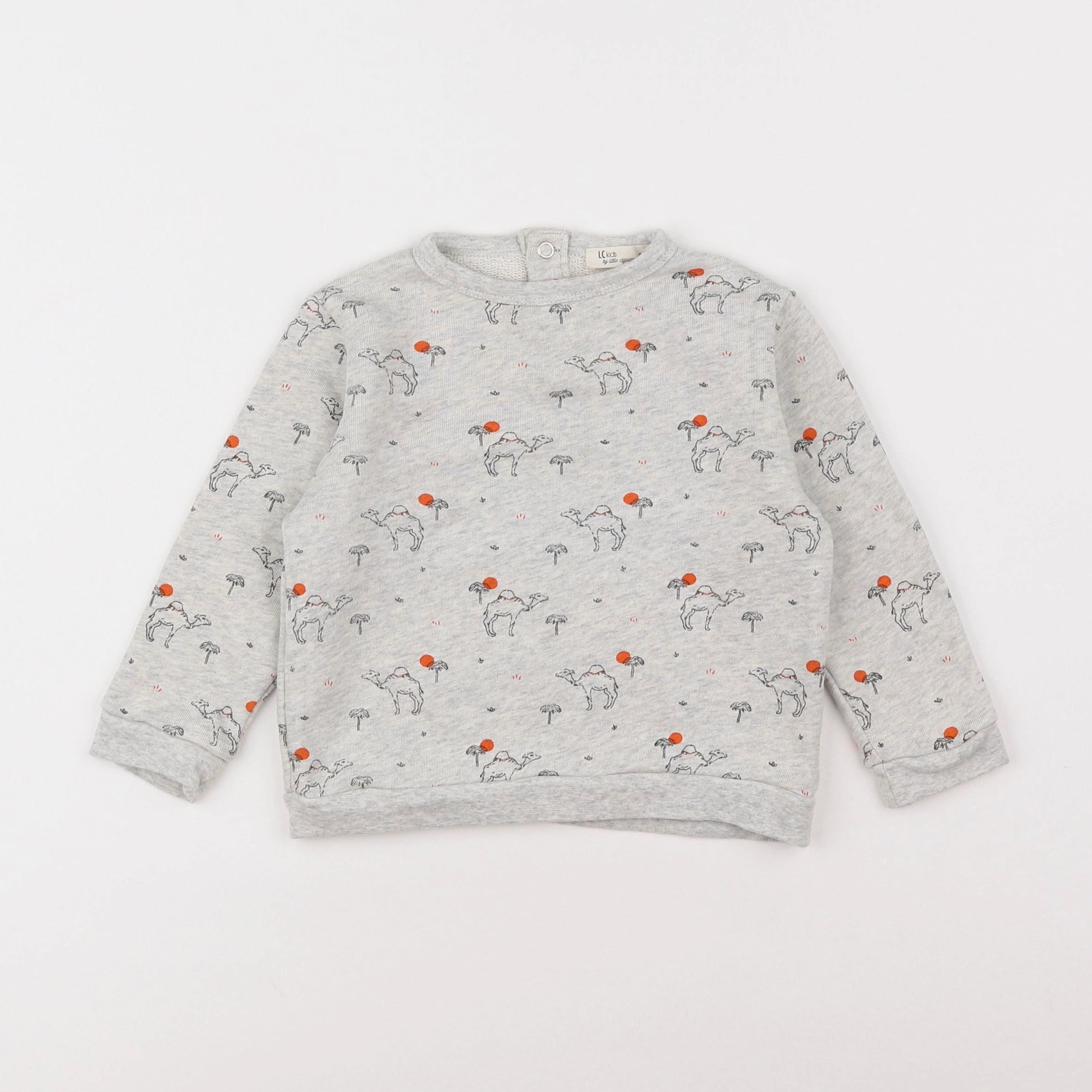 Little Cigogne - sweat gris, orange - 18 mois