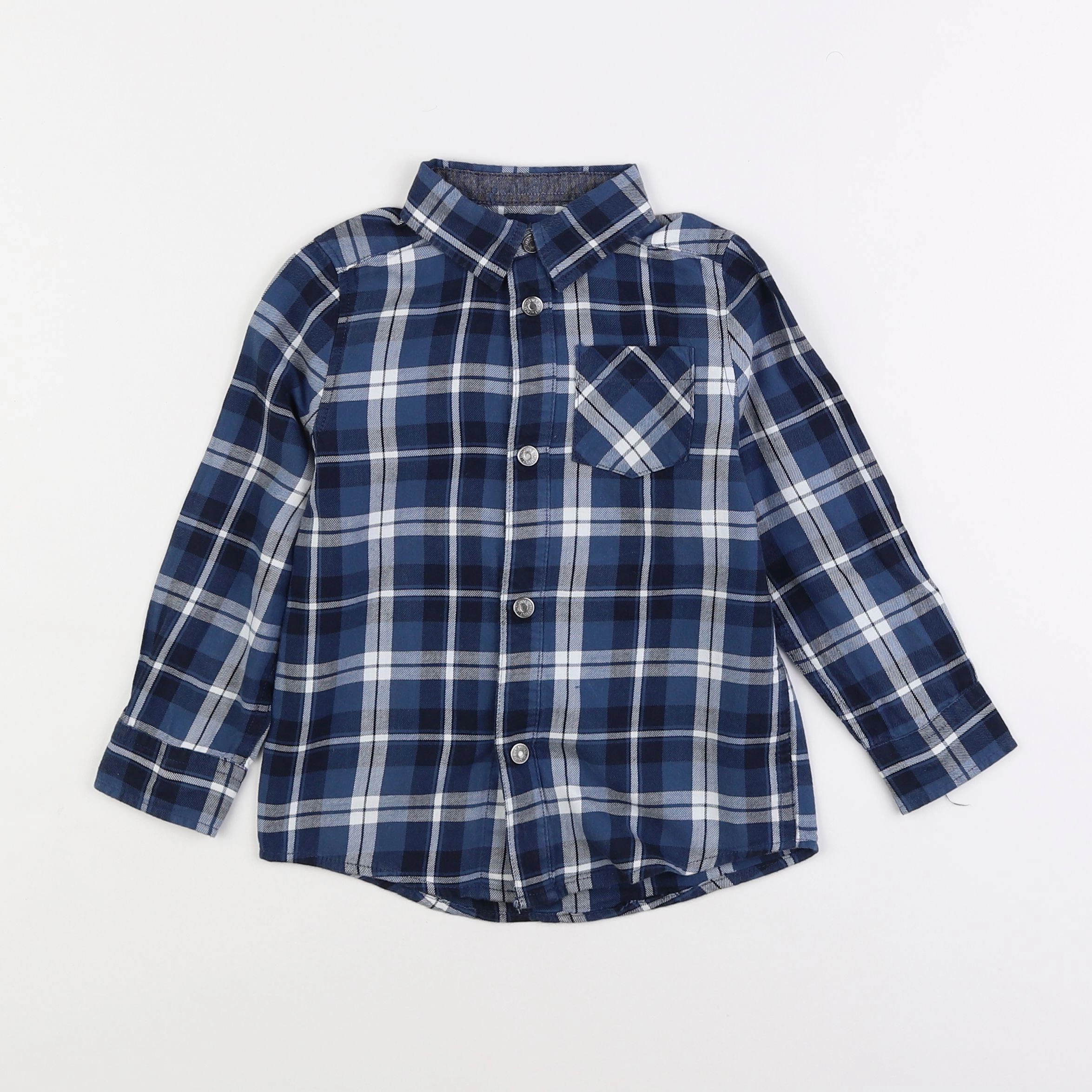 Vertbaudet - chemise imprimé au dos bleu, blanc - 4 ans