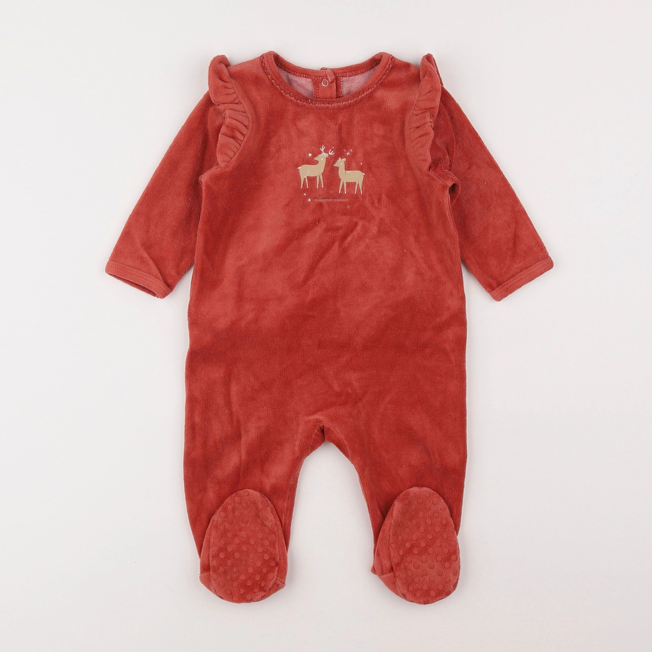 Vertbaudet - pyjama velours rouge - 9 mois