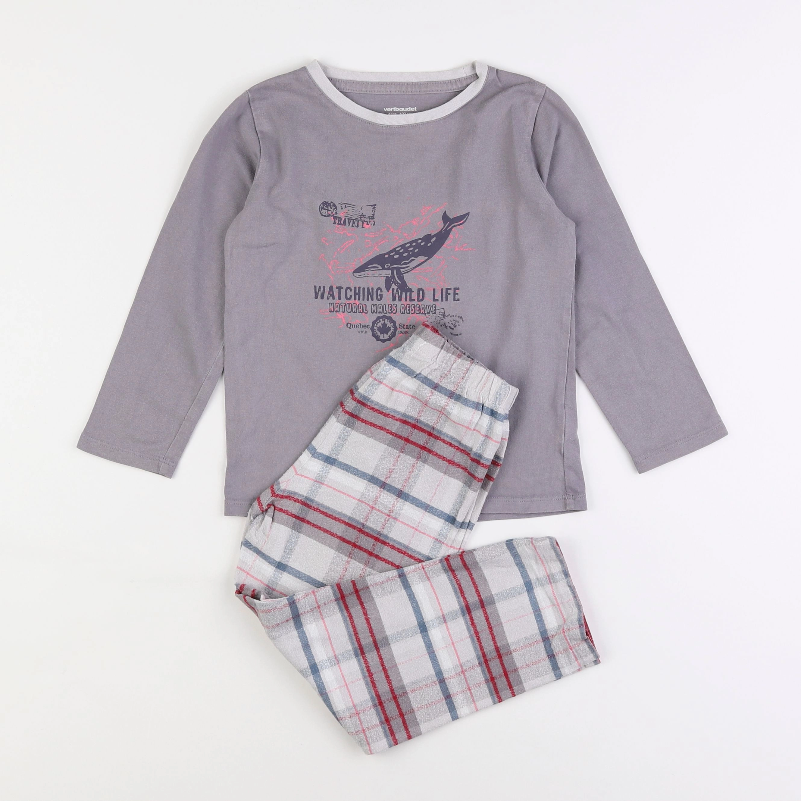 Vertbaudet - pyjama coton gris - 4 ans