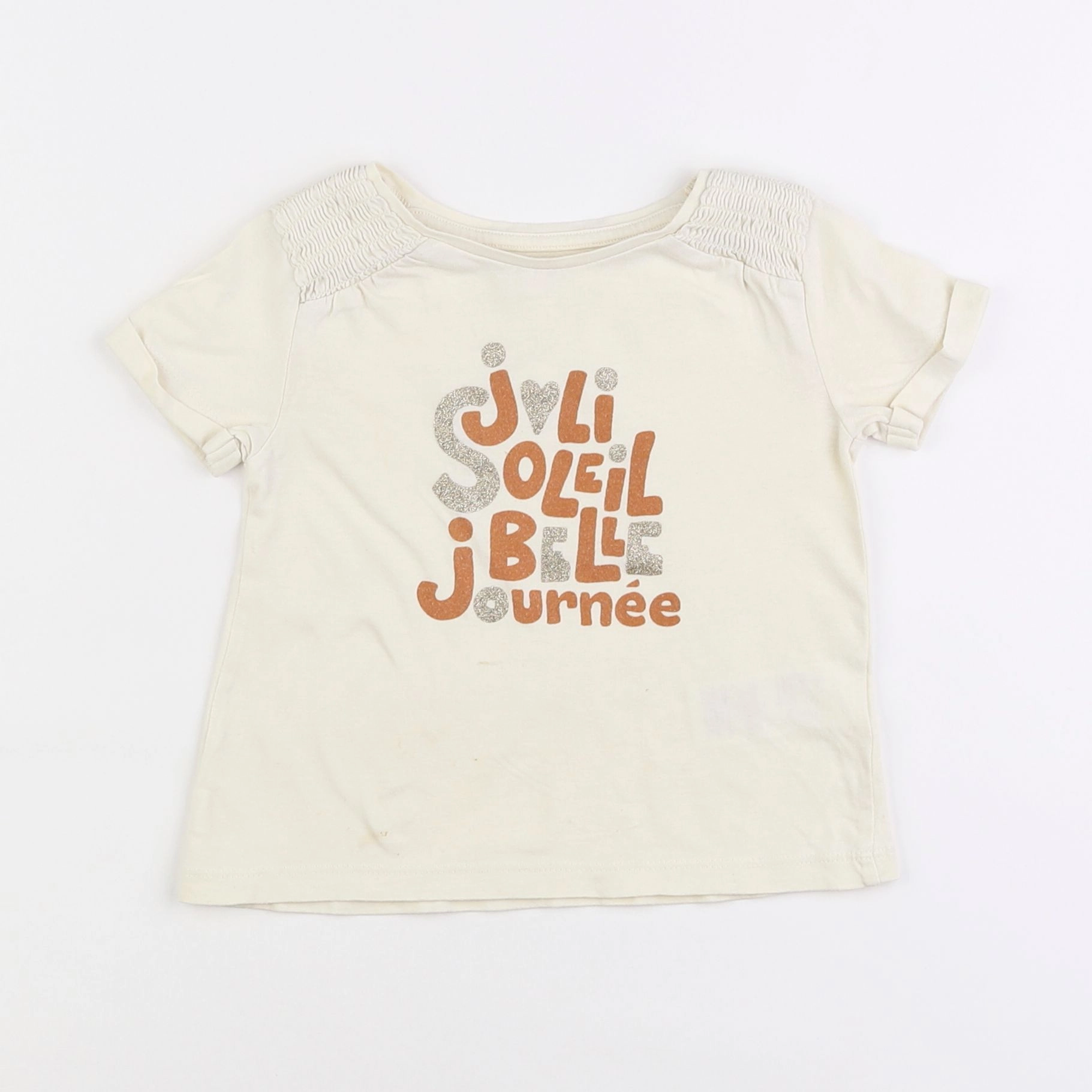 Vertbaudet - tee-shirt beige - 2 ans