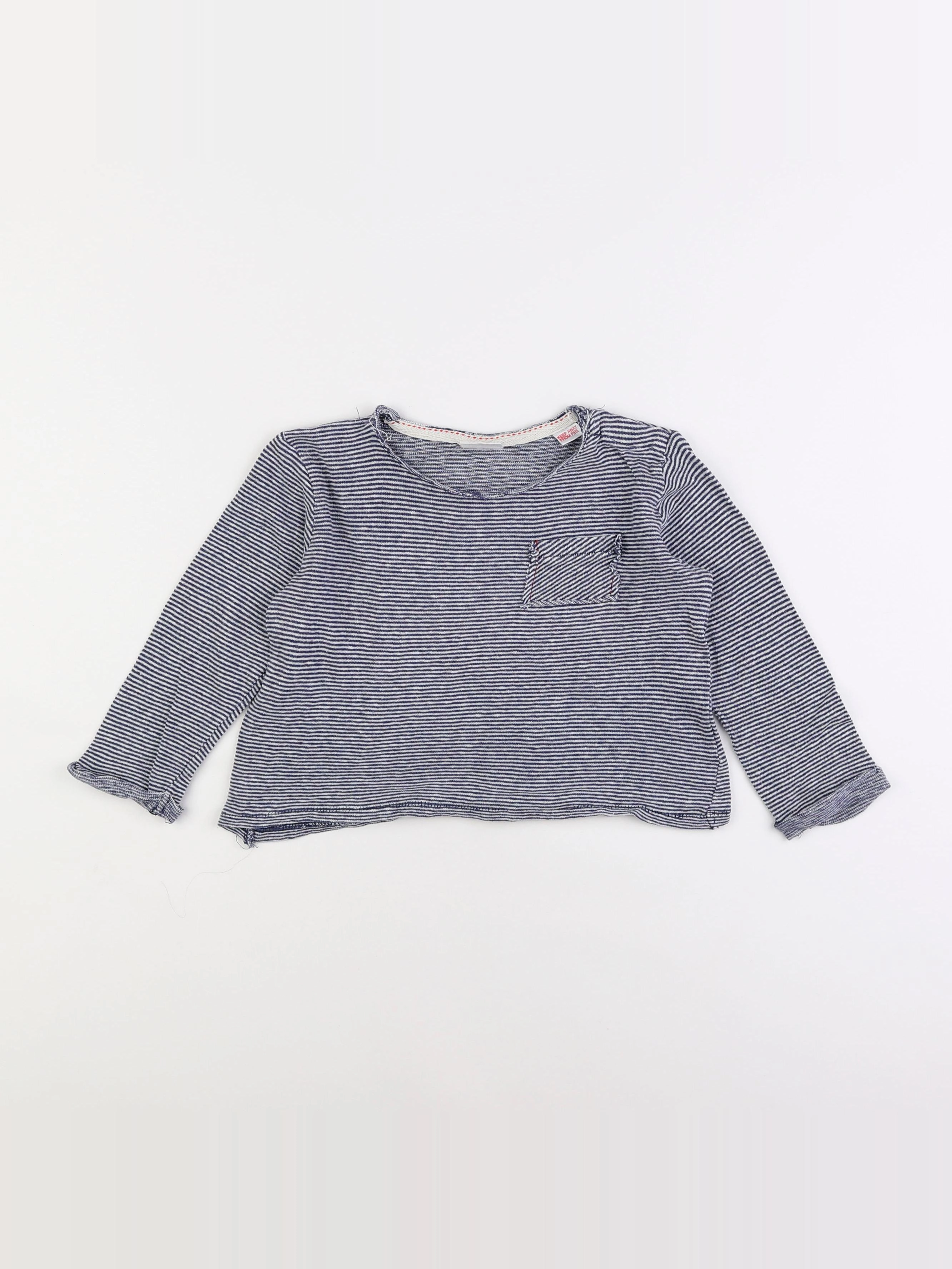 Zara - tee-shirt blanc, bleu - 18 mois à 2 ans