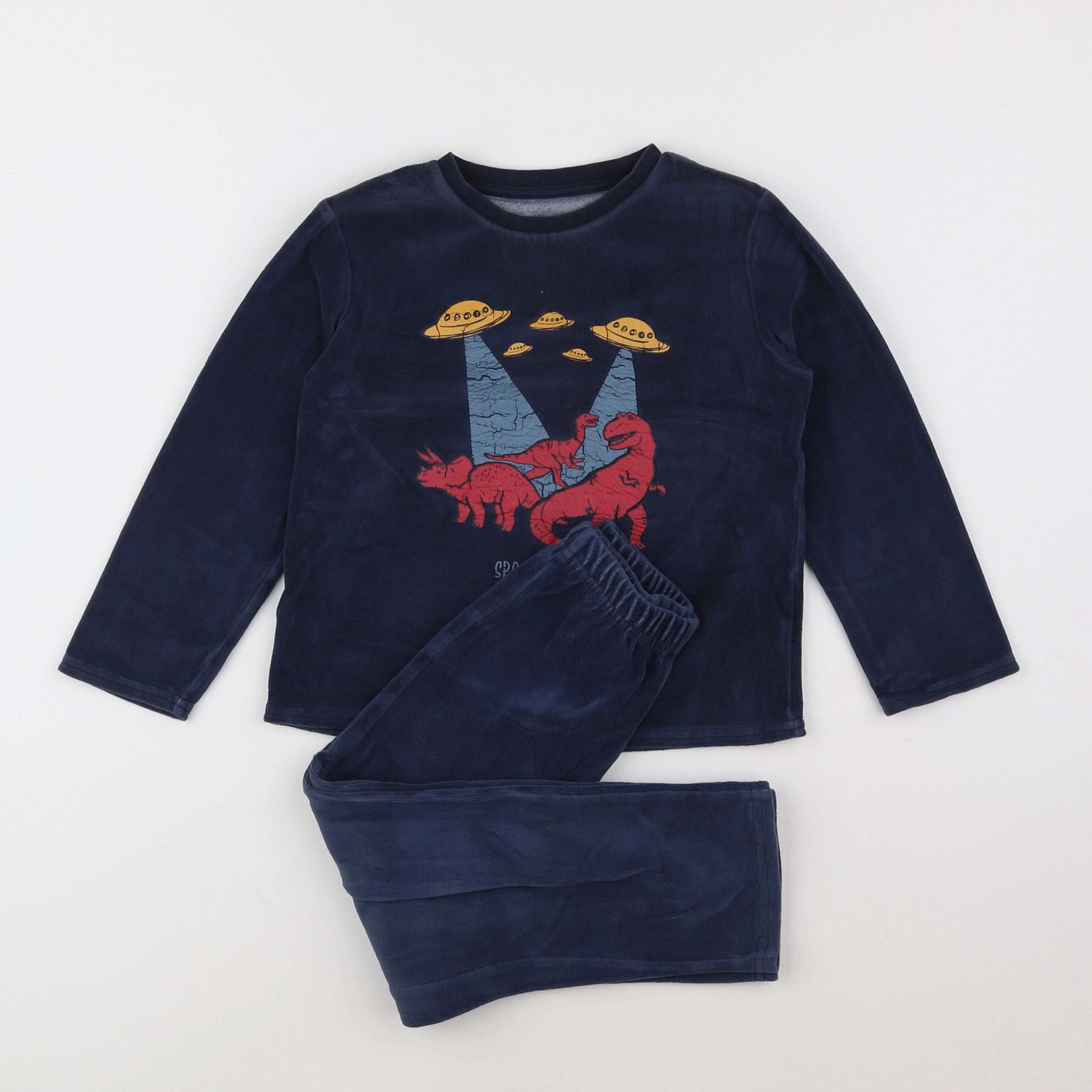 Vertbaudet - pyjama velours bleu - 5 ans