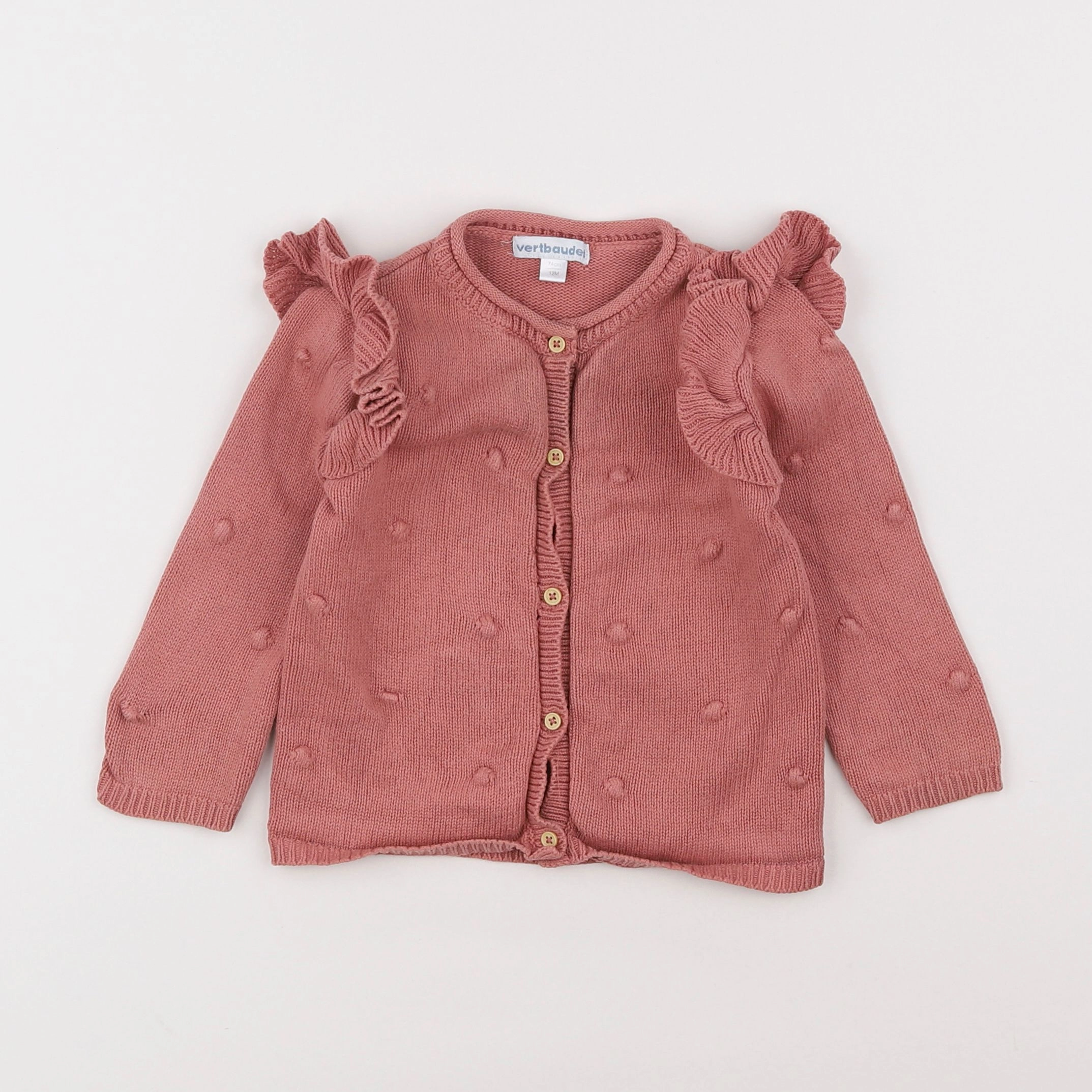 Vertbaudet - gilet rose - 12 mois