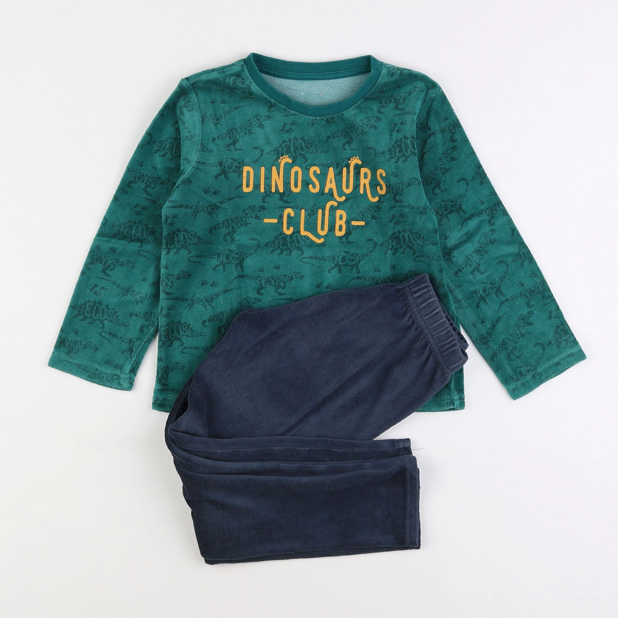 Vertbaudet - pyjama velours vert, bleu - 6 ans