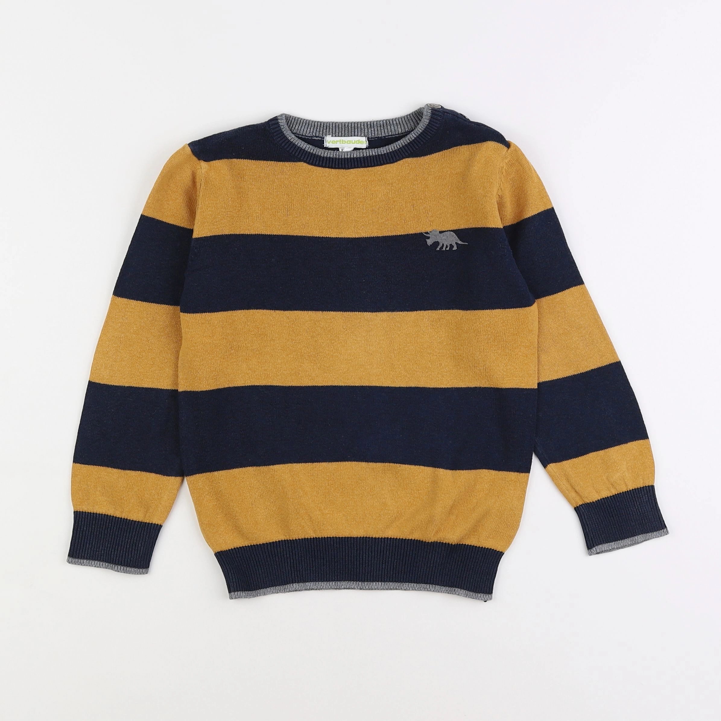 Vertbaudet - pull jaune, bleu - 6 ans