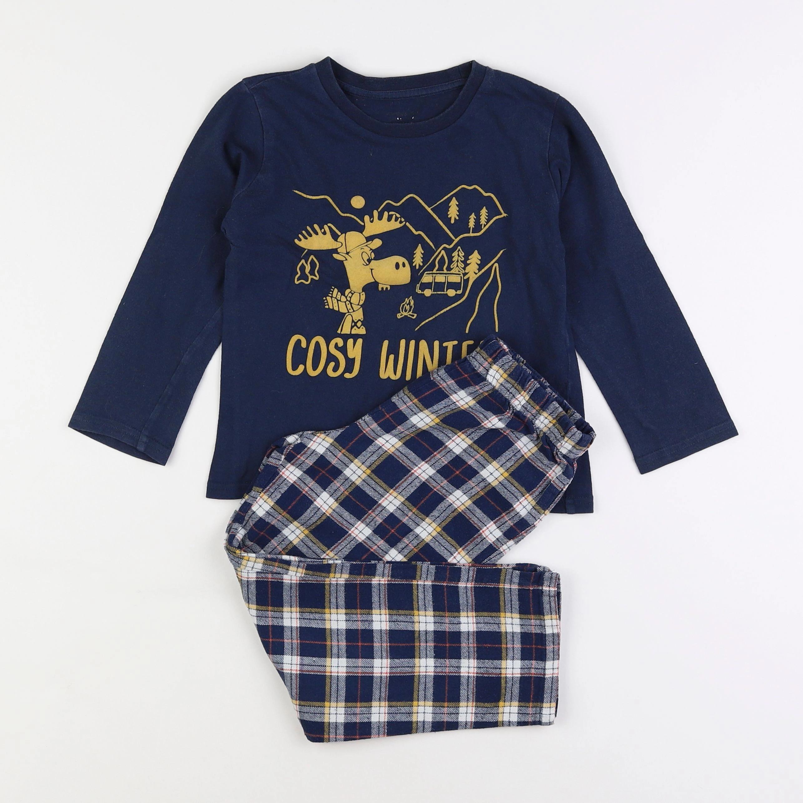 Vertbaudet - pyjama coton bleu, jaune - 5 ans