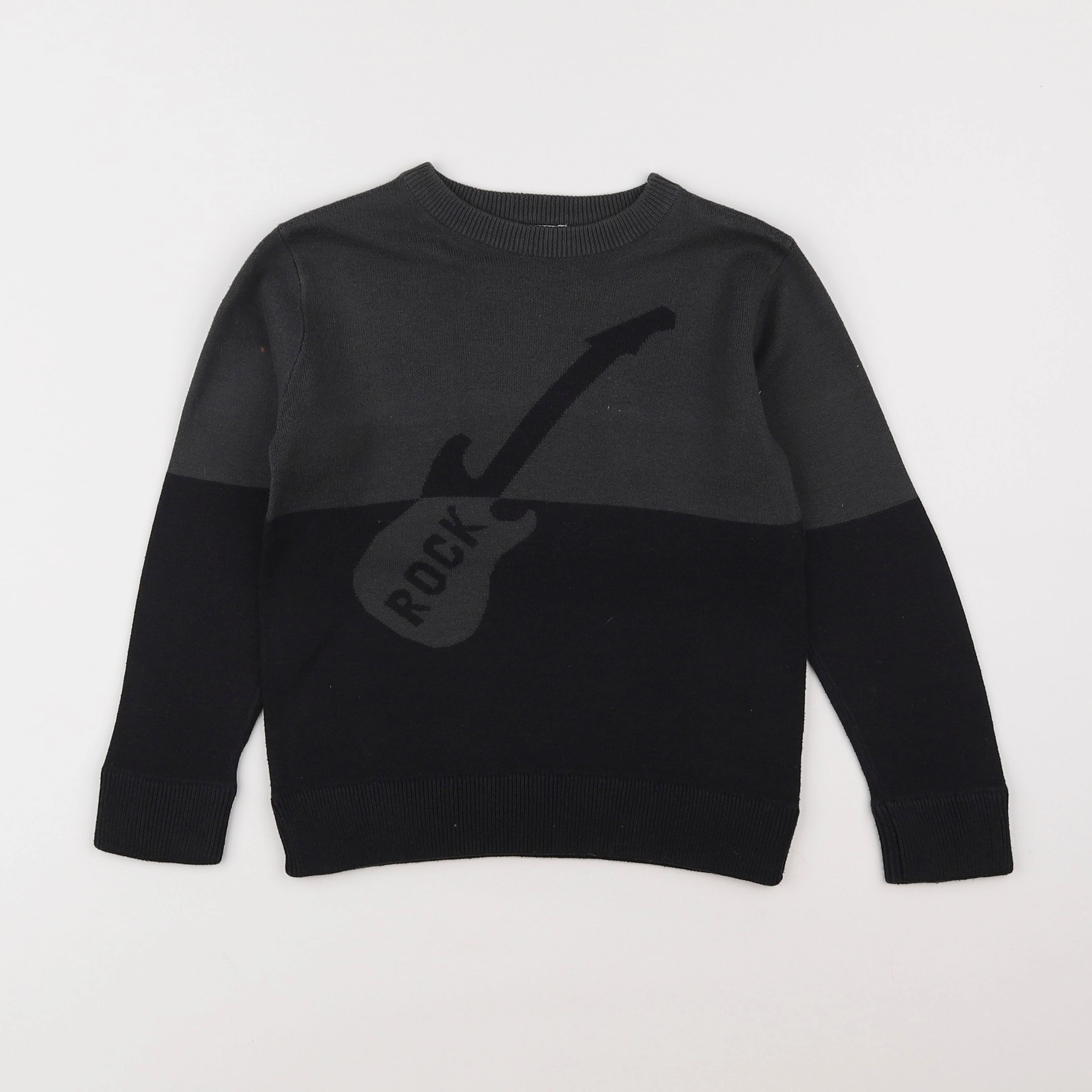 Vertbaudet - pull gris, noir - 8 ans