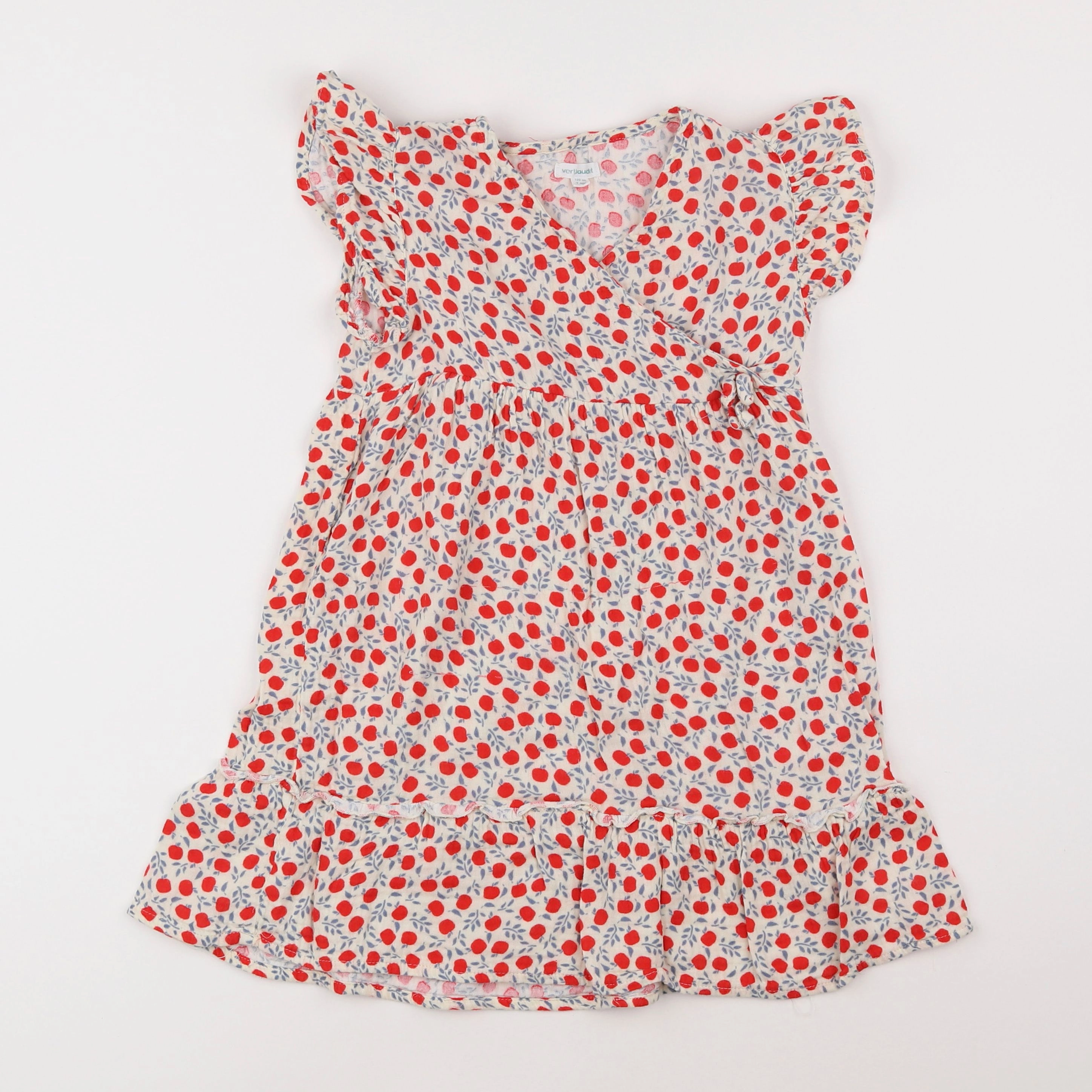 Vertbaudet - robe rouge, beige - 7 ans