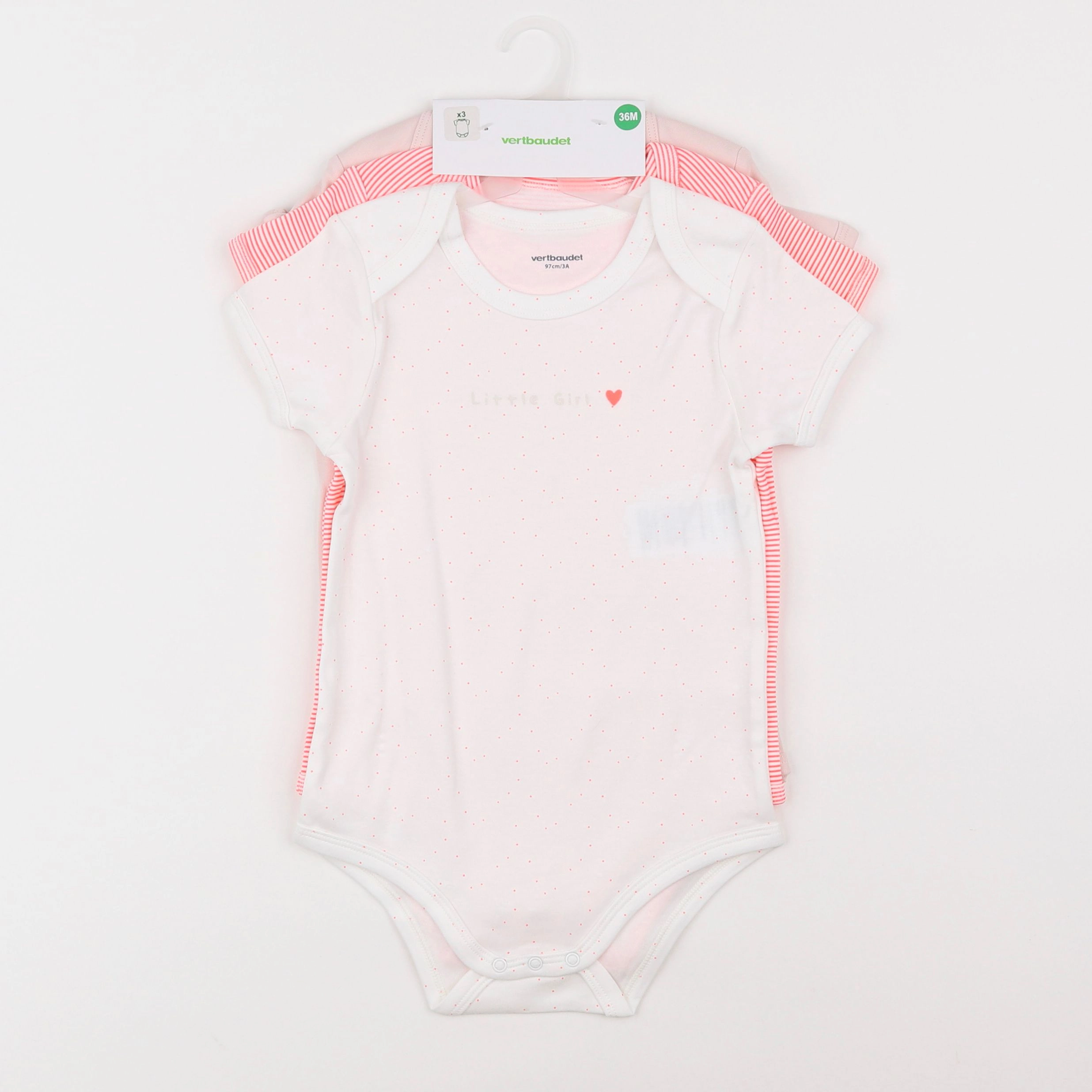 Vertbaudet - lot de 3 bodies en coton multicolore - 3 ans