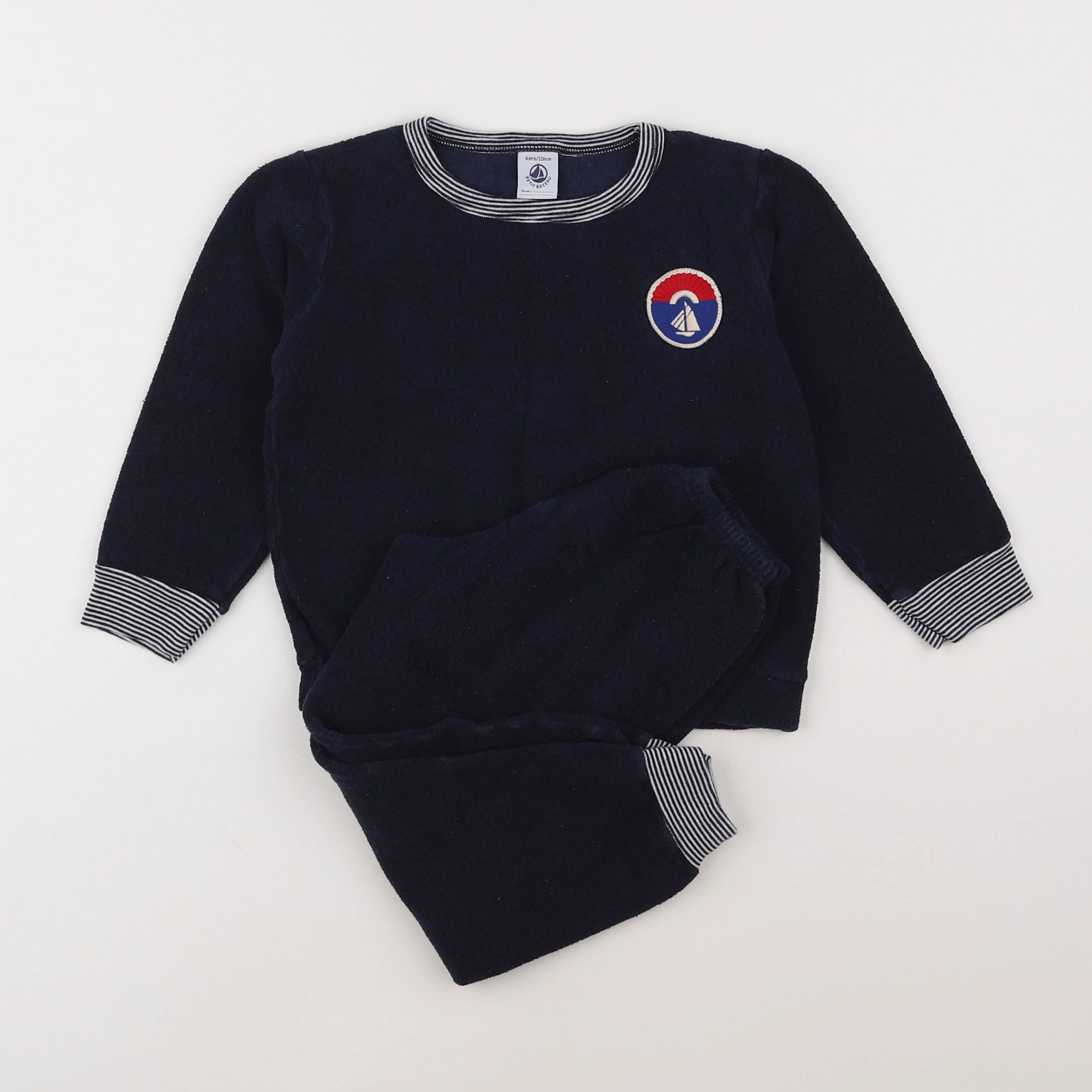 Petit Bateau - pyjama éponge coton bleu - 6 ans