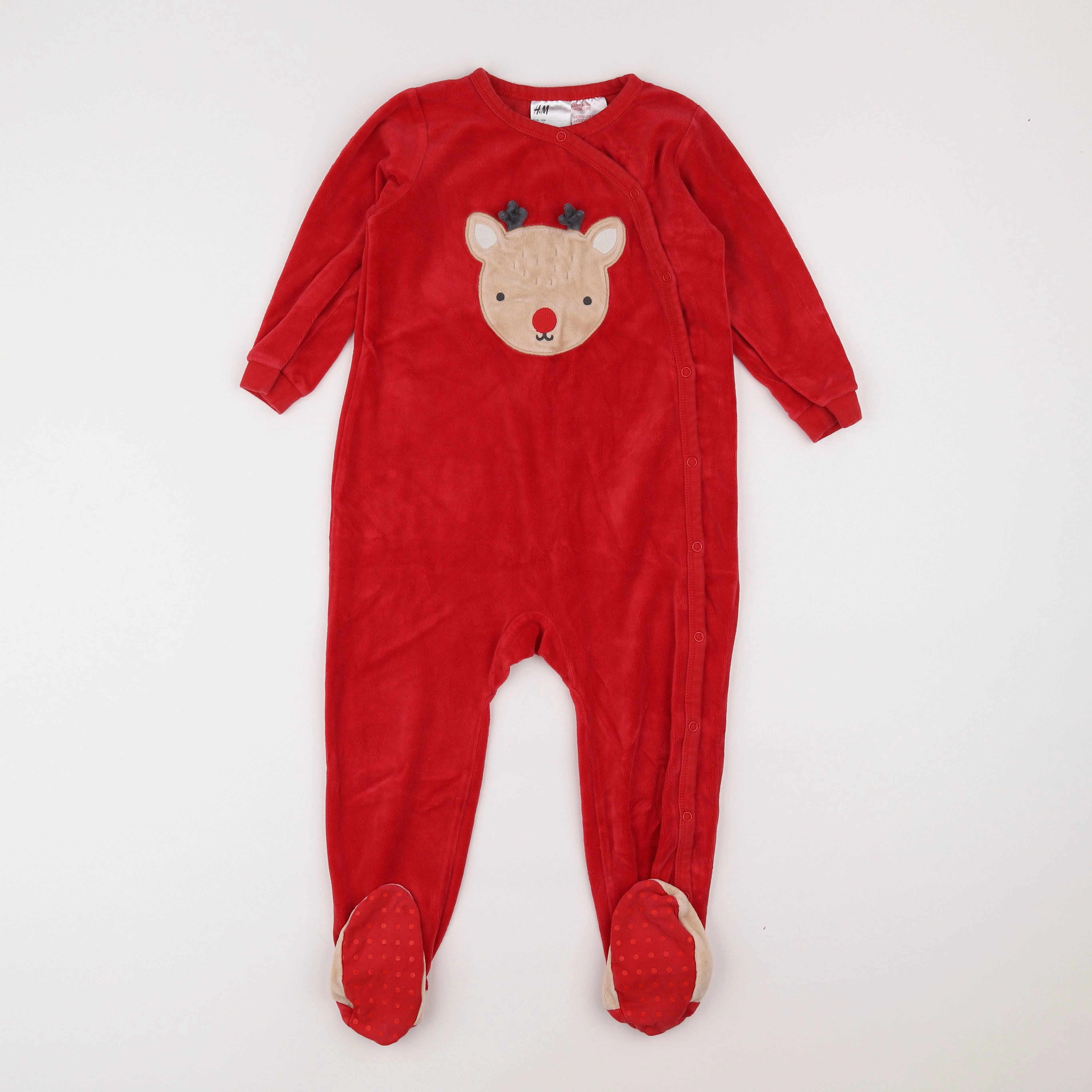 H&M - pyjama velours rouge - 3/4 ans