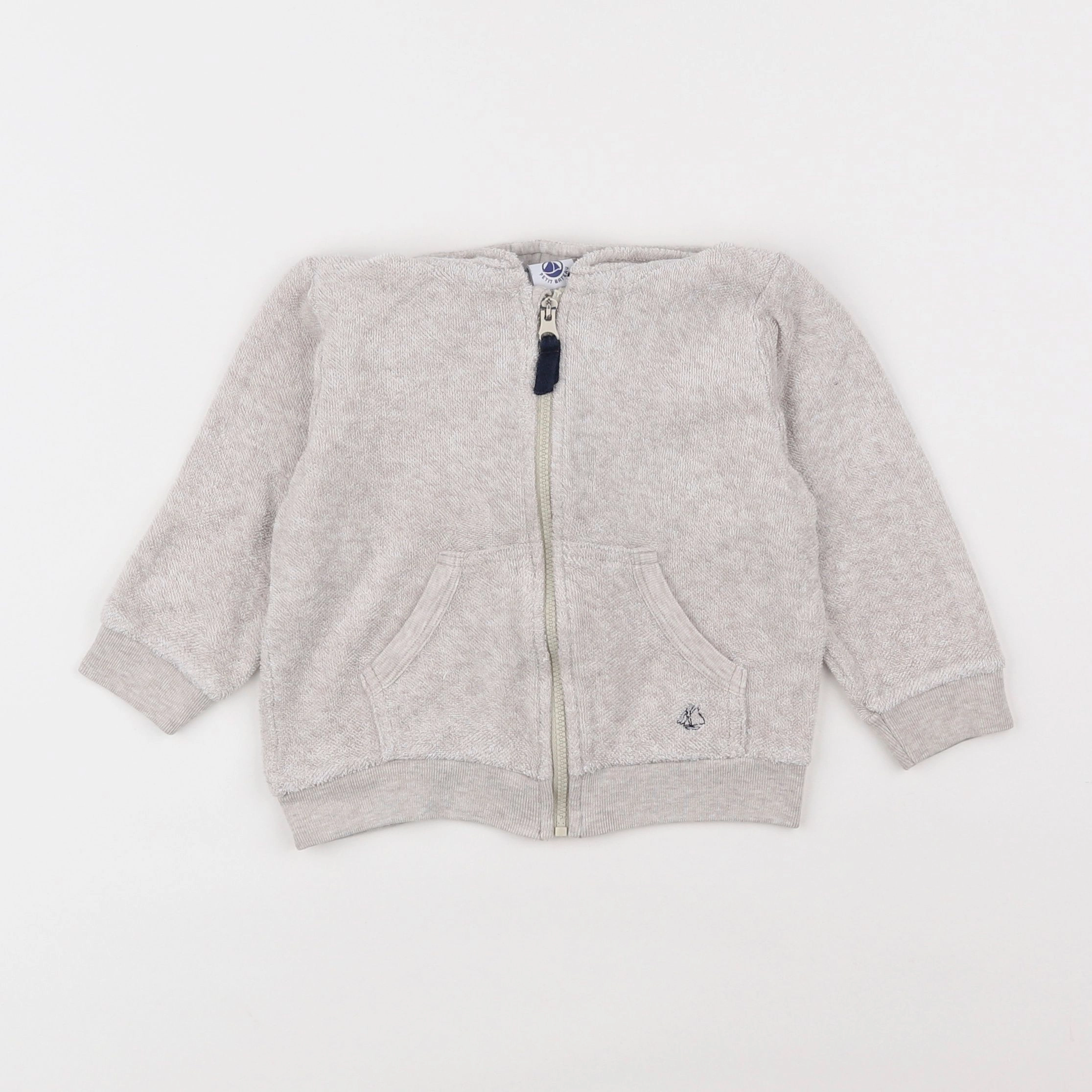 Petit Bateau - sweat éponge  gris - 18 mois