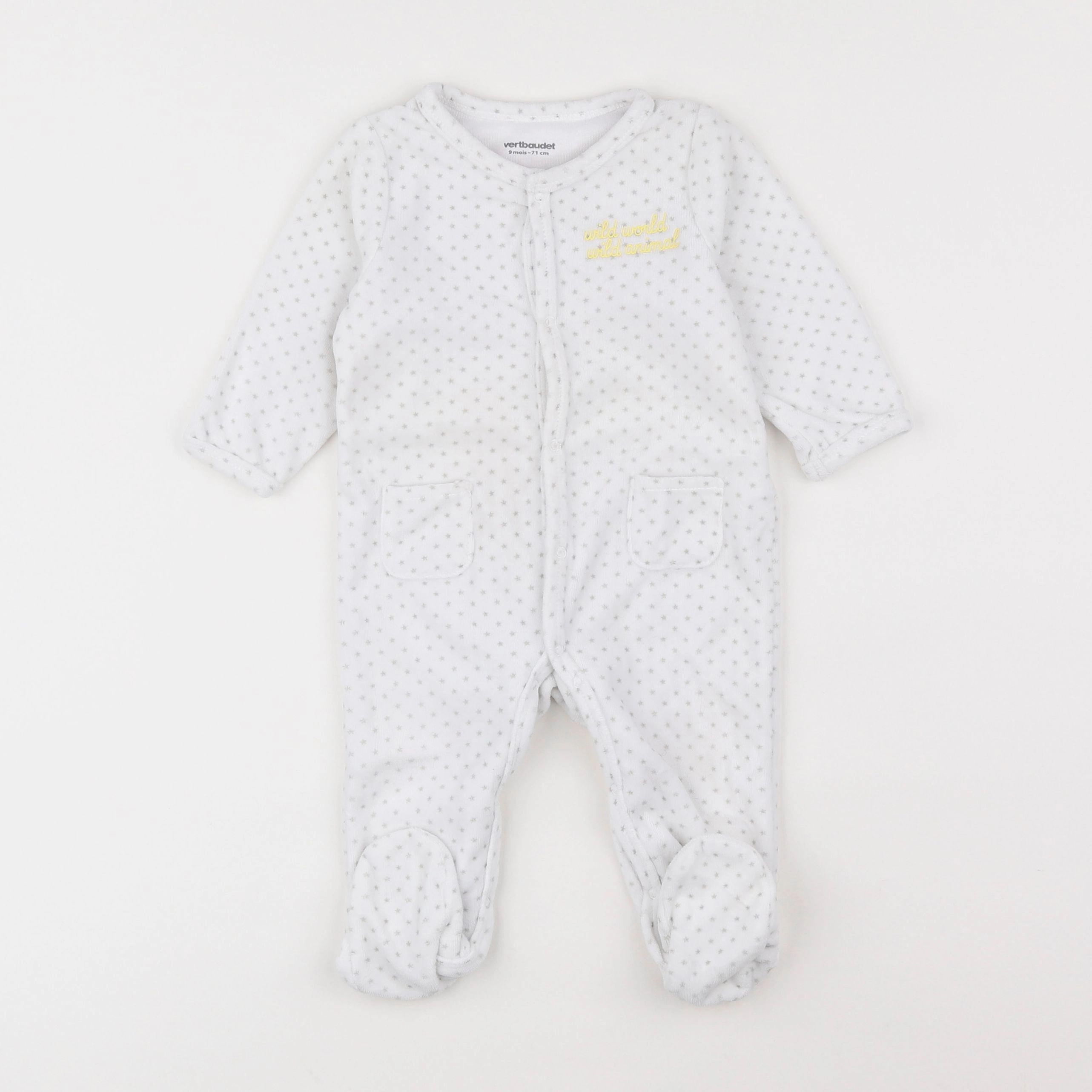 Vertbaudet - pyjama velours gris - 9 mois