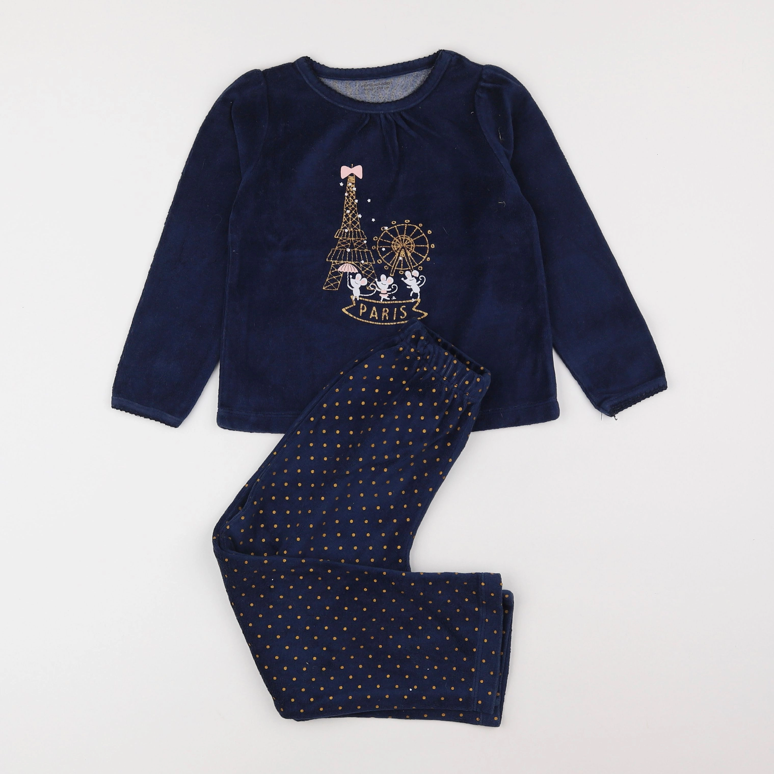 Vertbaudet - pyjama velours bleu - 5 ans