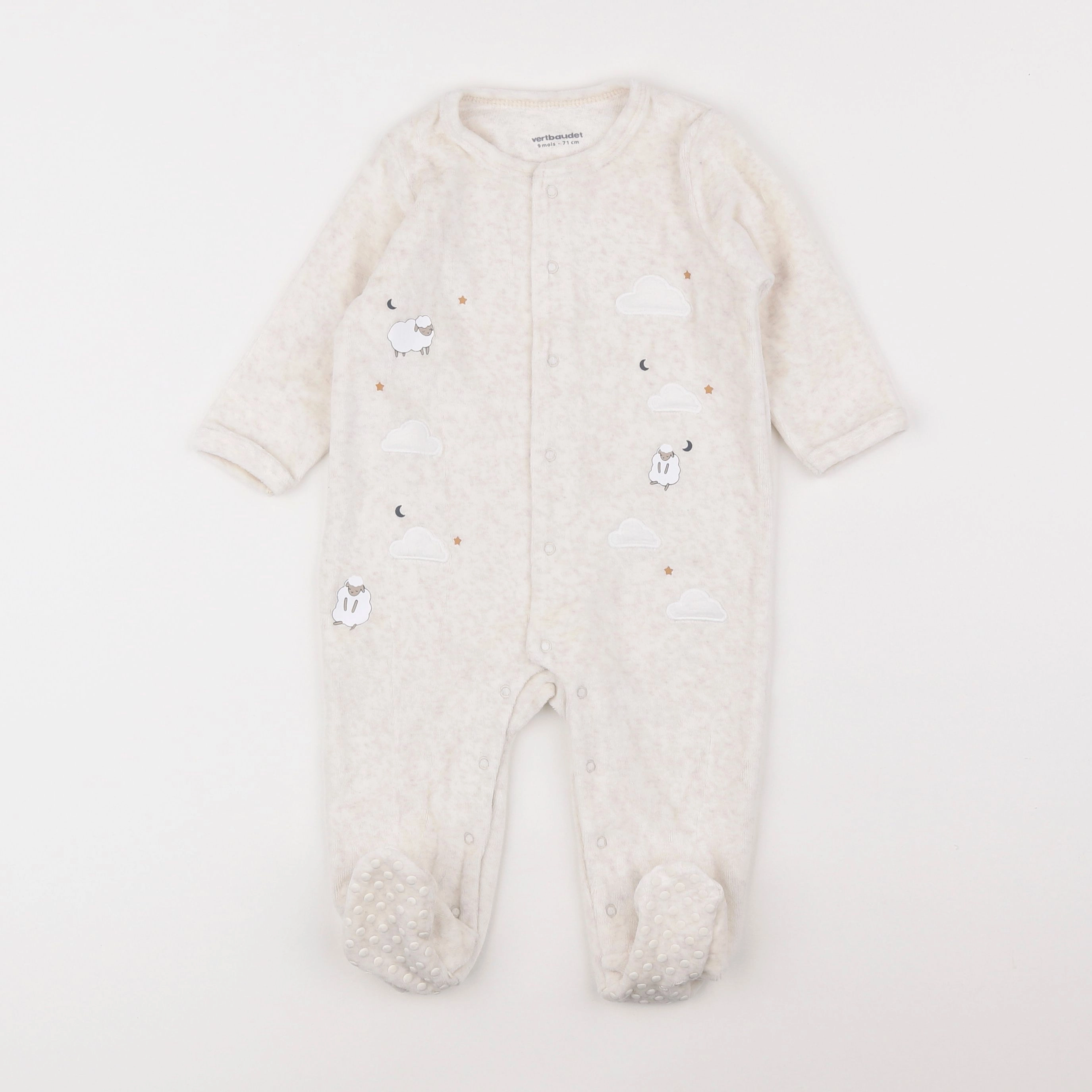 Vertbaudet - pyjama velours beige - 9 mois