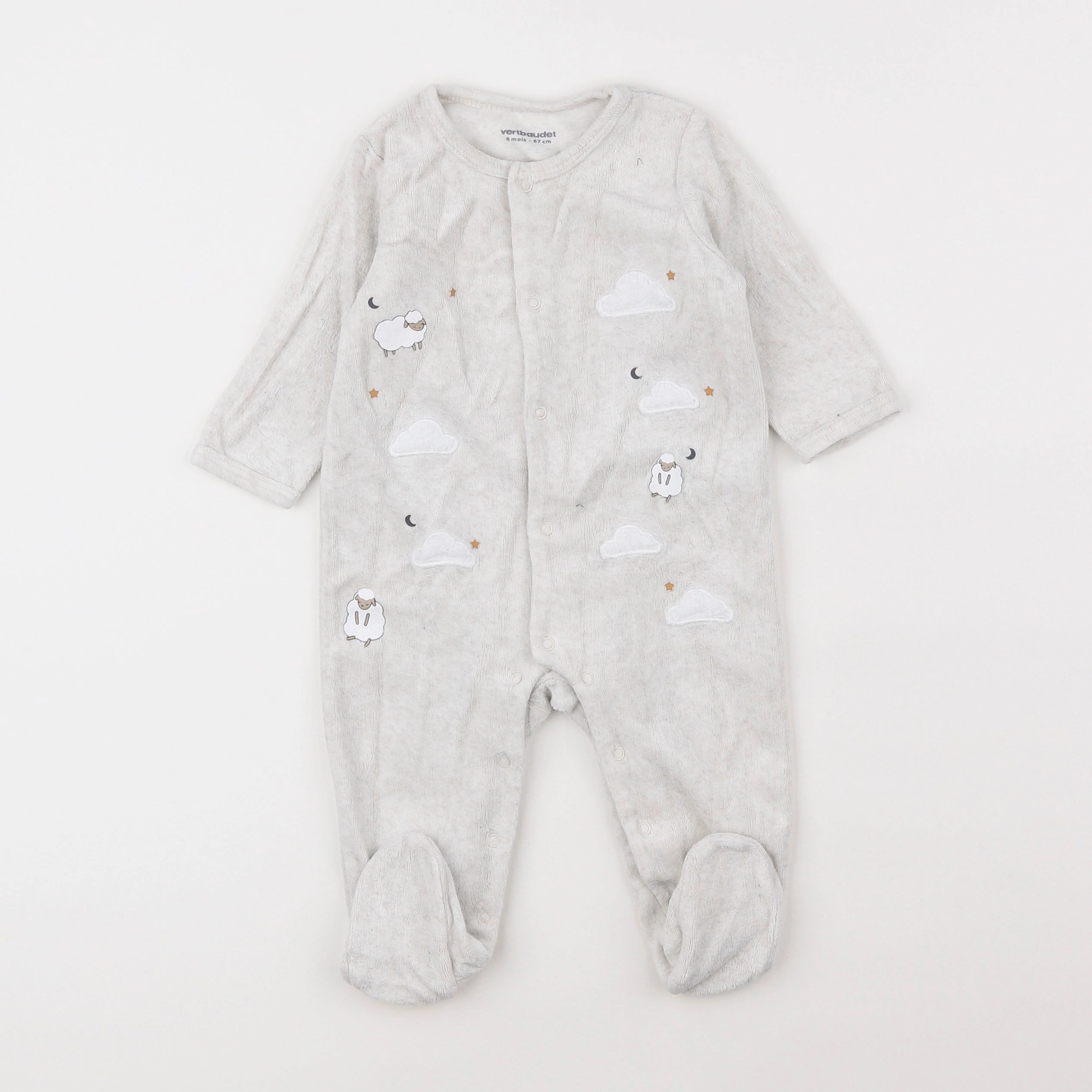 Vertbaudet - pyjama velours beige - 6 mois