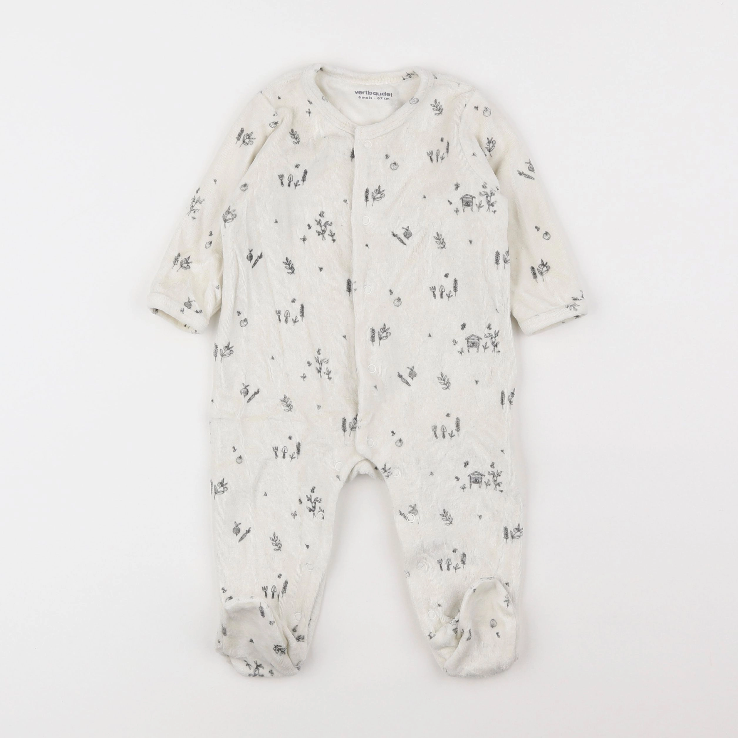 Vertbaudet - pyjama velours beige - 6 mois