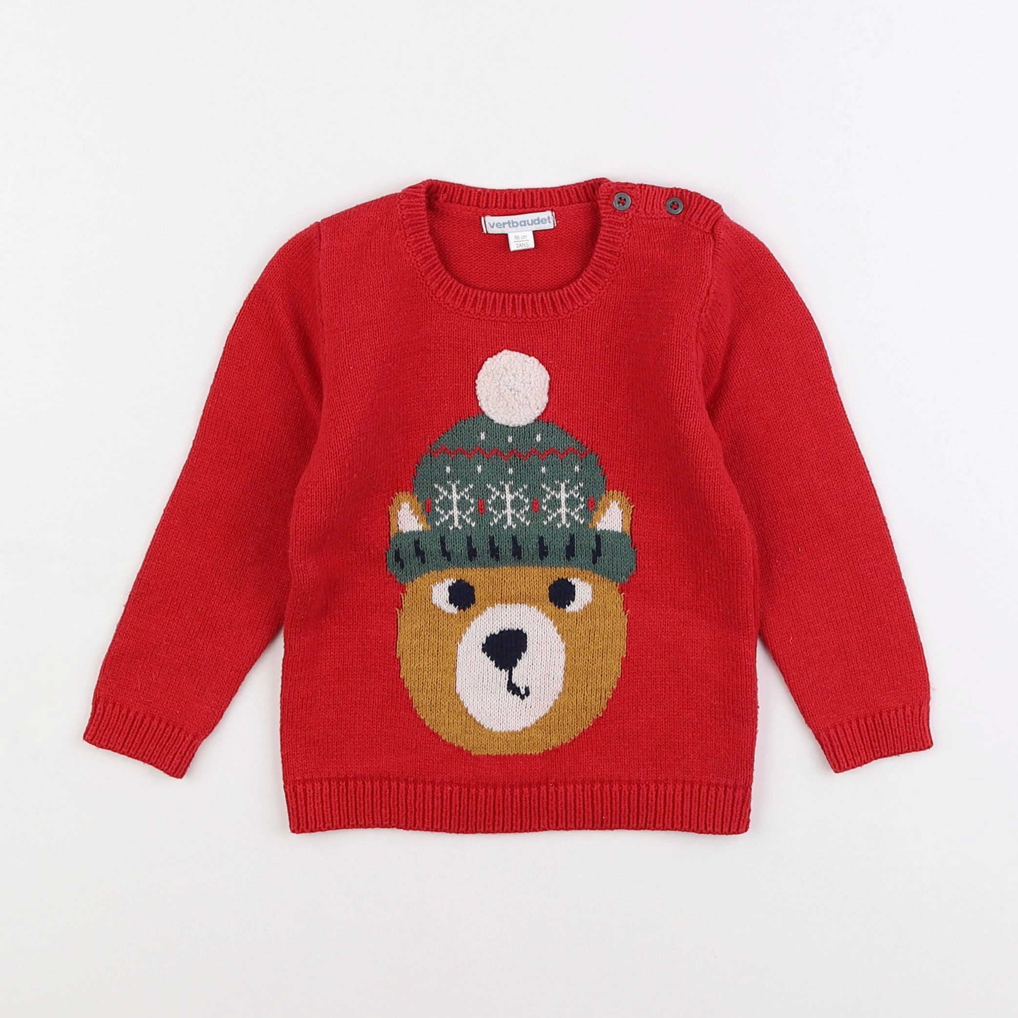 Vertbaudet - pull rouge - 2 ans