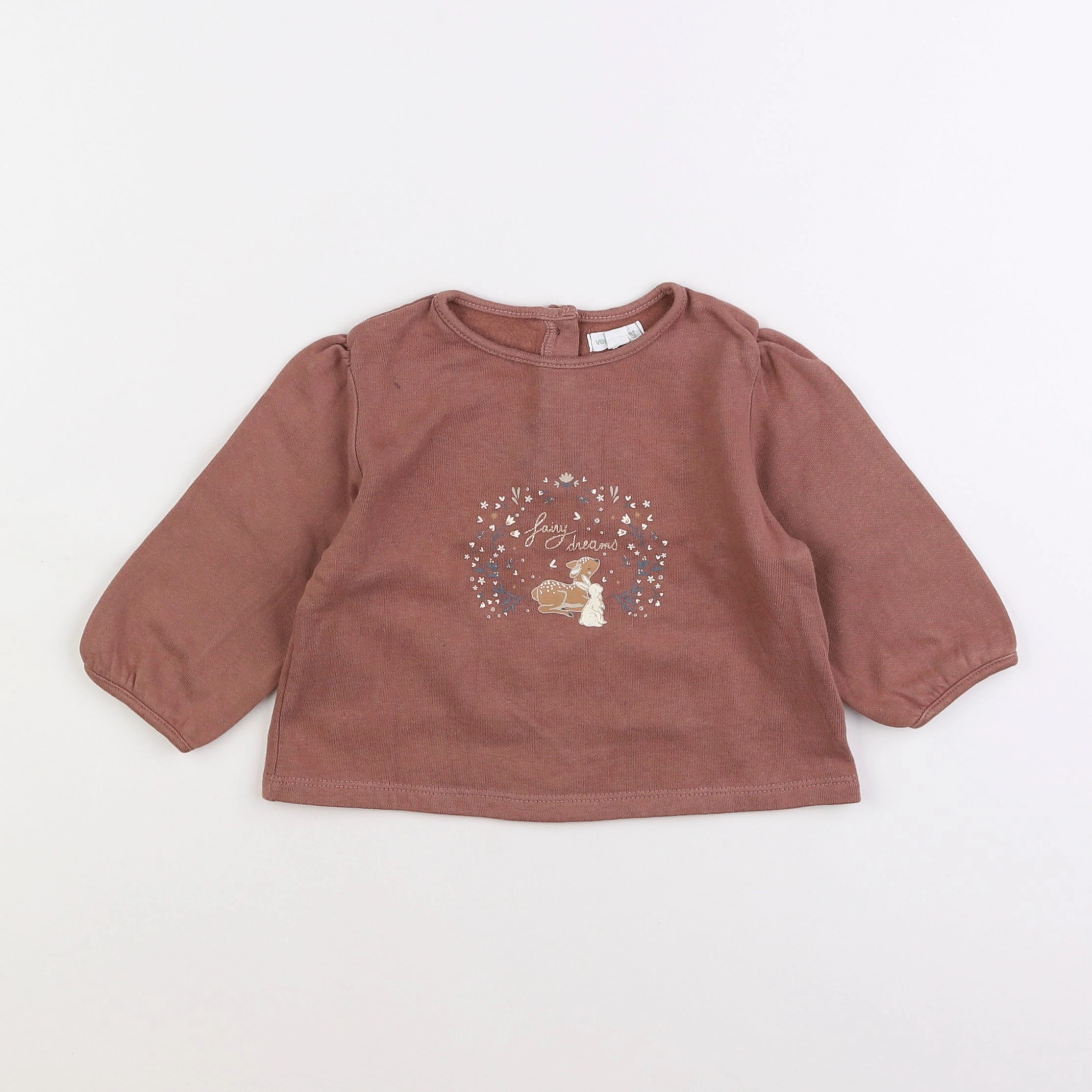 Vertbaudet - sweat marron - 9 mois