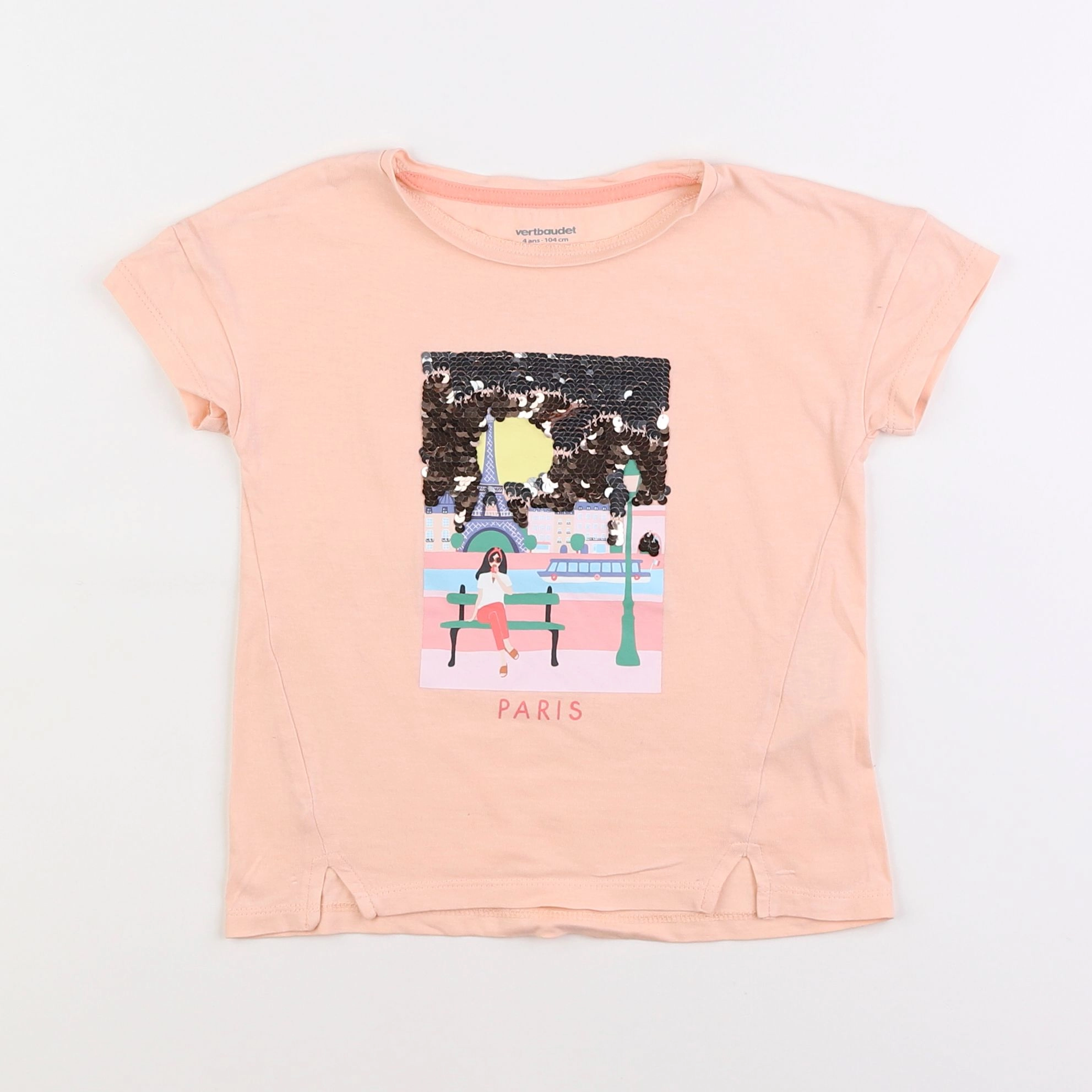 Vertbaudet - tee-shirt beige - 4 ans