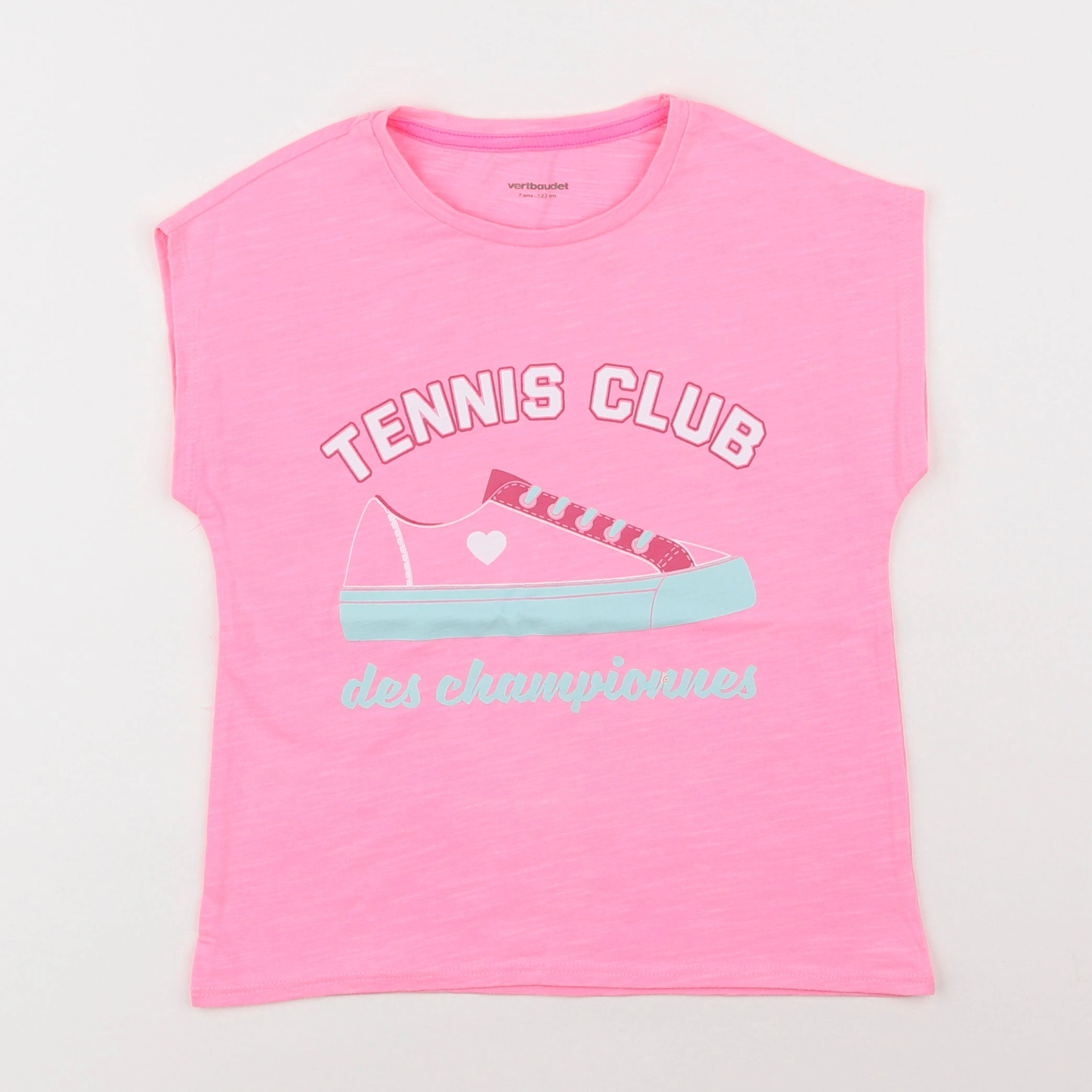 Vertbaudet - tee-shirt rose - 7 ans