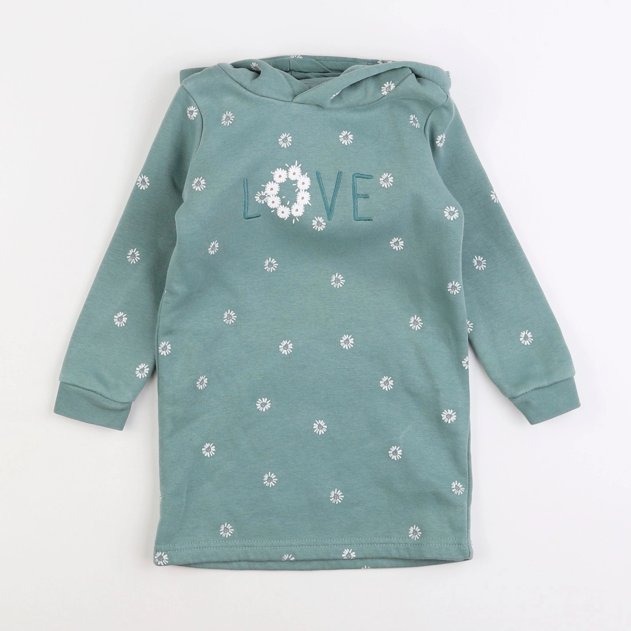 Vertbaudet - robe vert, blanc - 3 ans