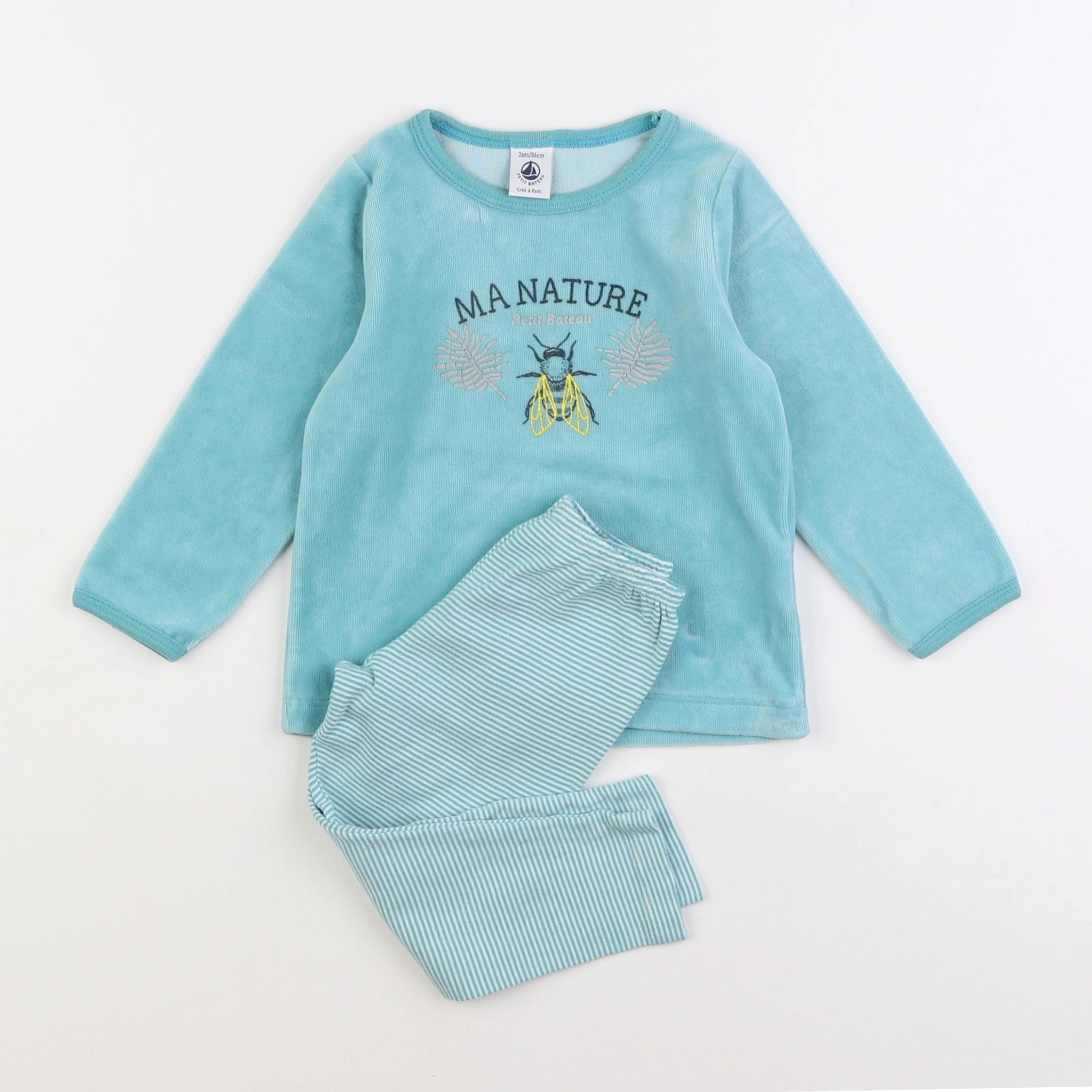 Petit Bateau - pyjama vert - 2 ans