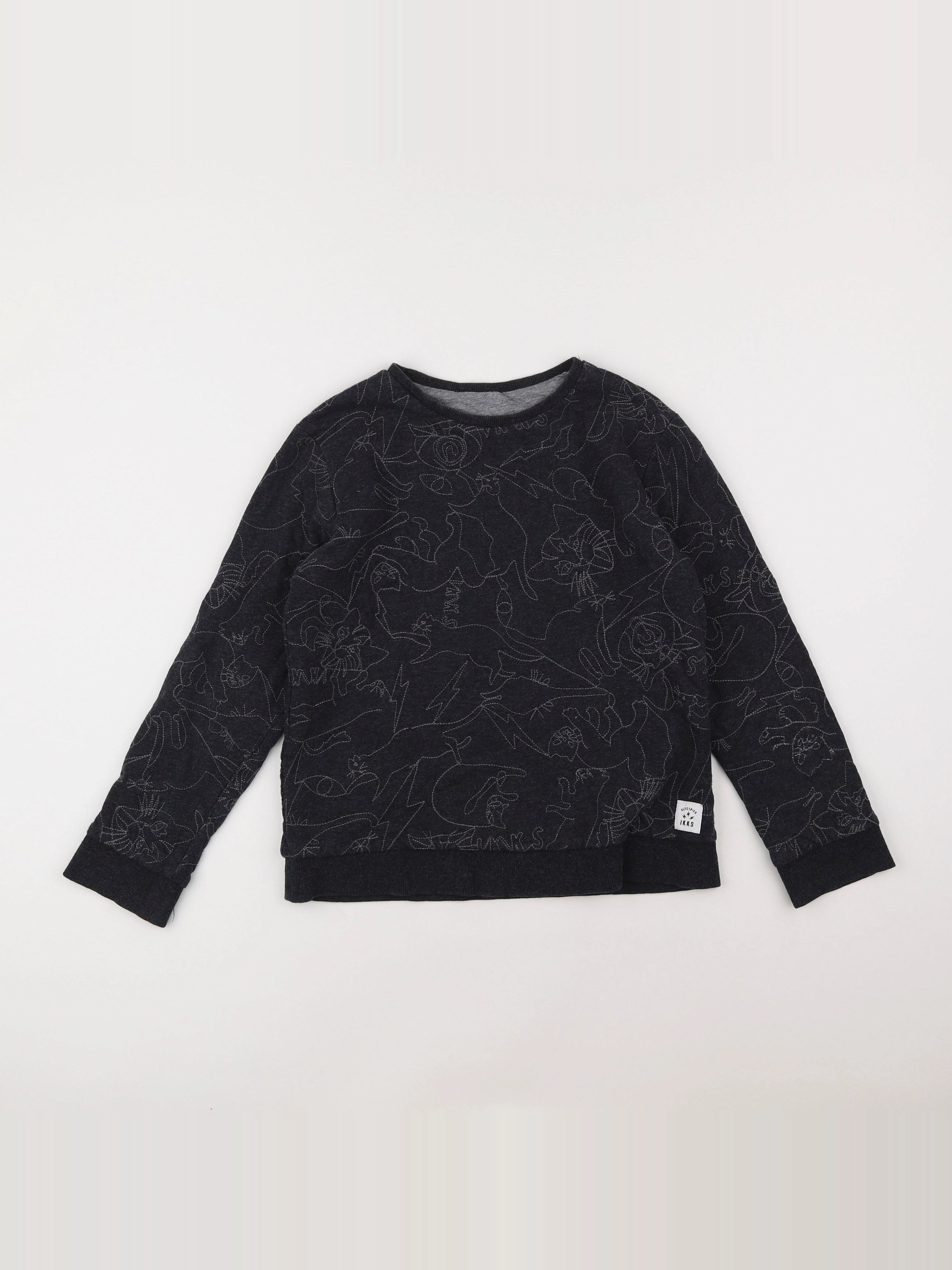 IKKS - sweat imprimé au dos, réversible gris - 12 ans