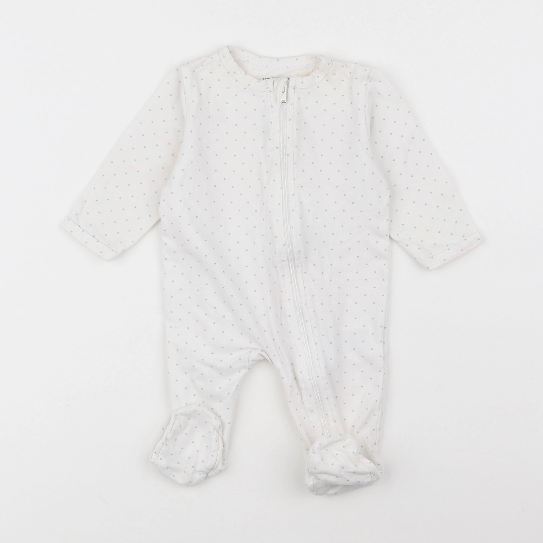 Vertbaudet - pyjama coton blanc, vert - 3 mois