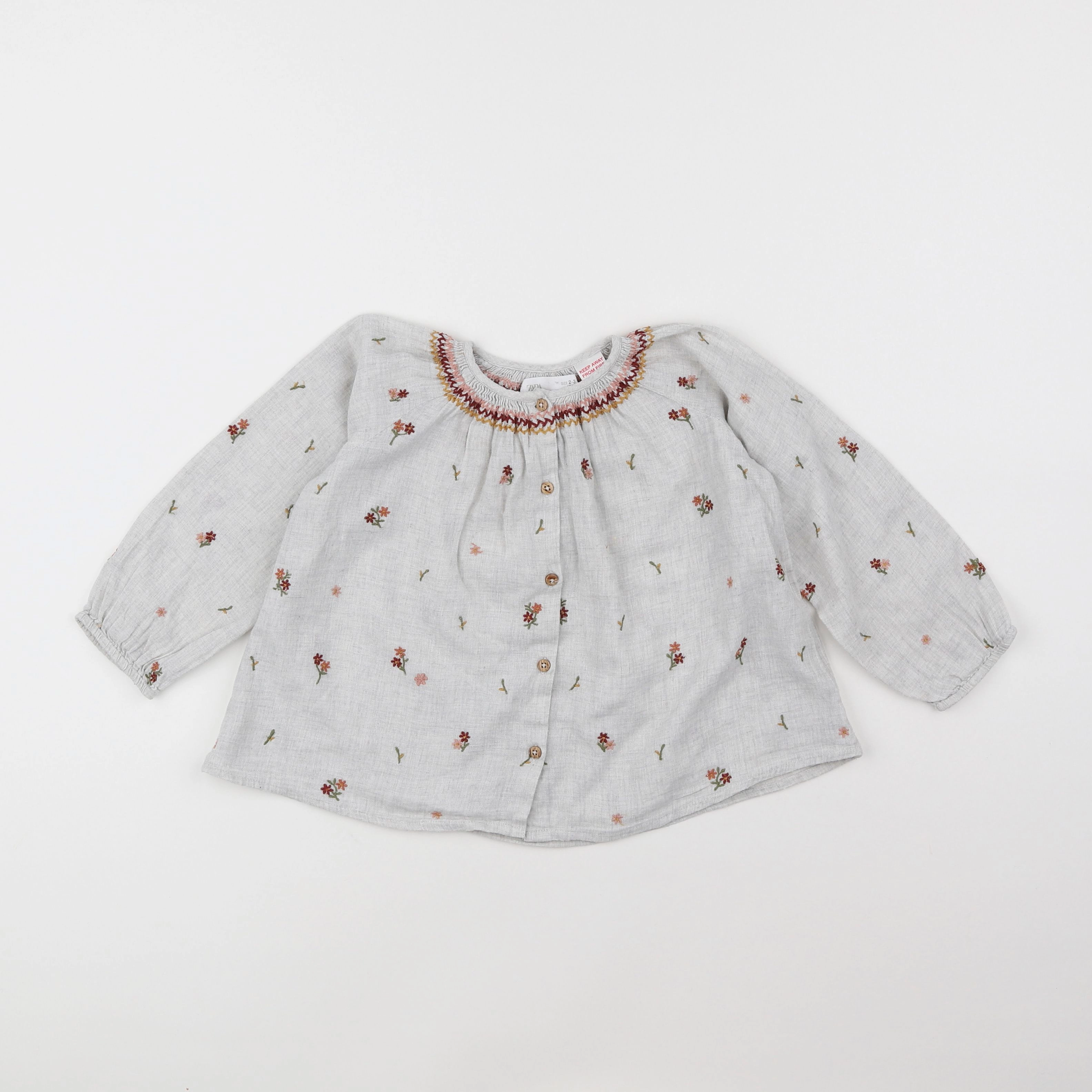 Zara - blouse gris - 2/3 ans