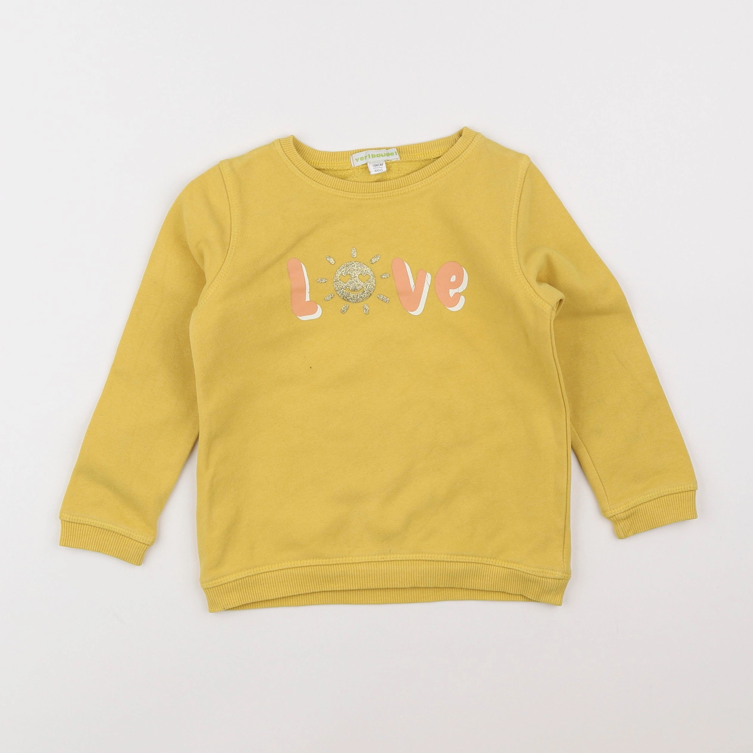 Vertbaudet - sweat jaune - 4 ans