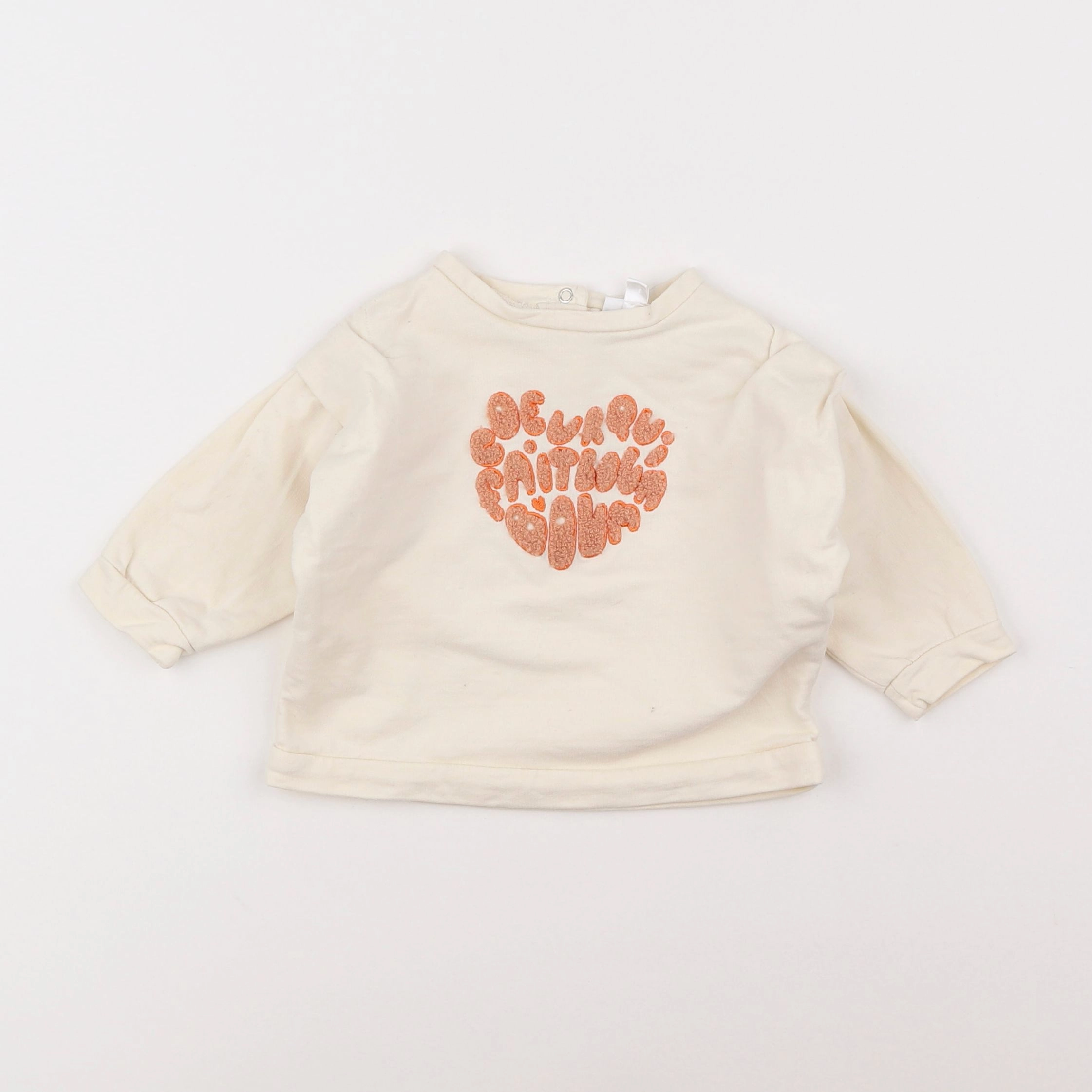 Vertbaudet - sweat beige - 9 mois