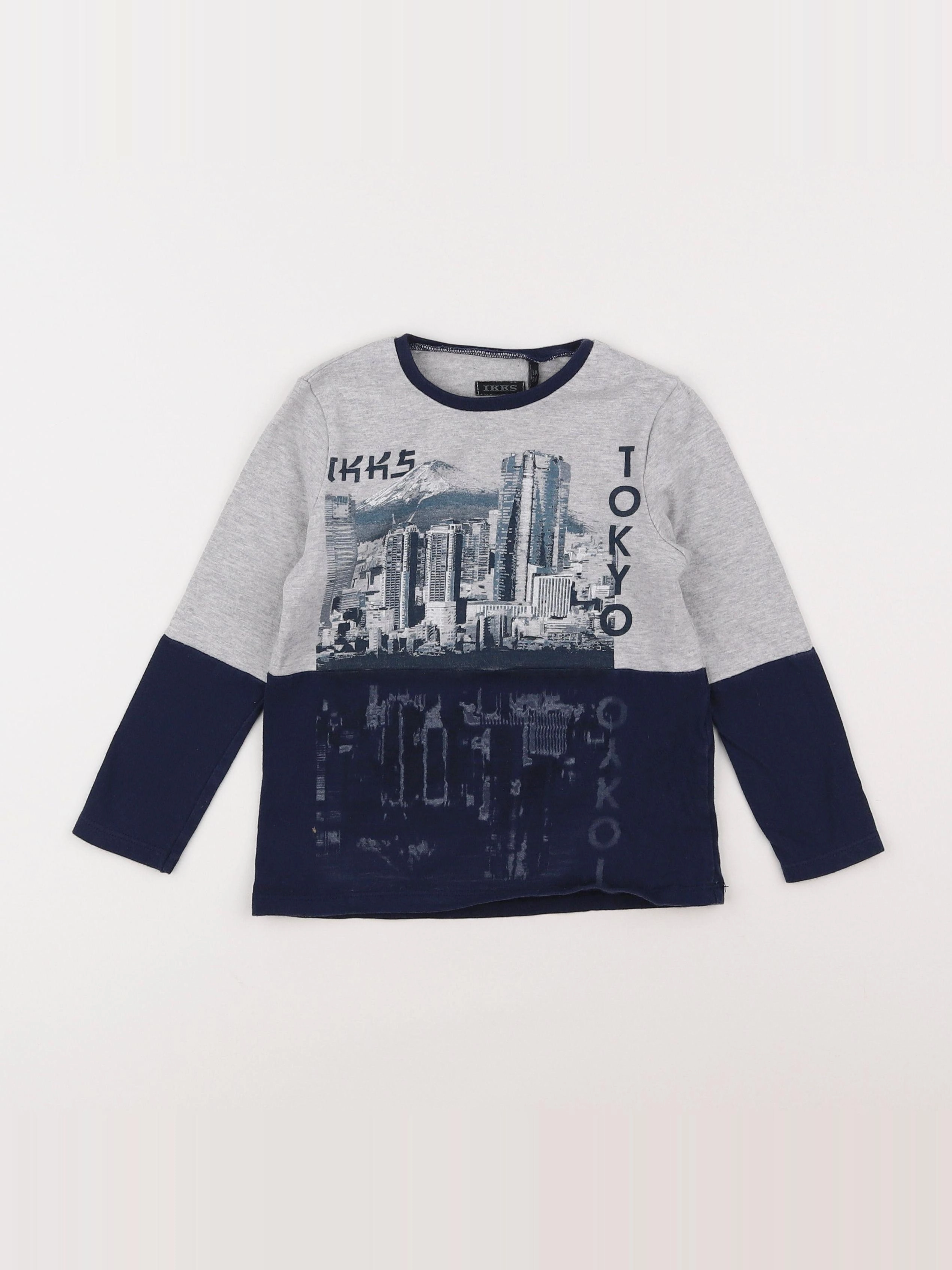 IKKS - tee-shirt bleu, gris - 3 ans