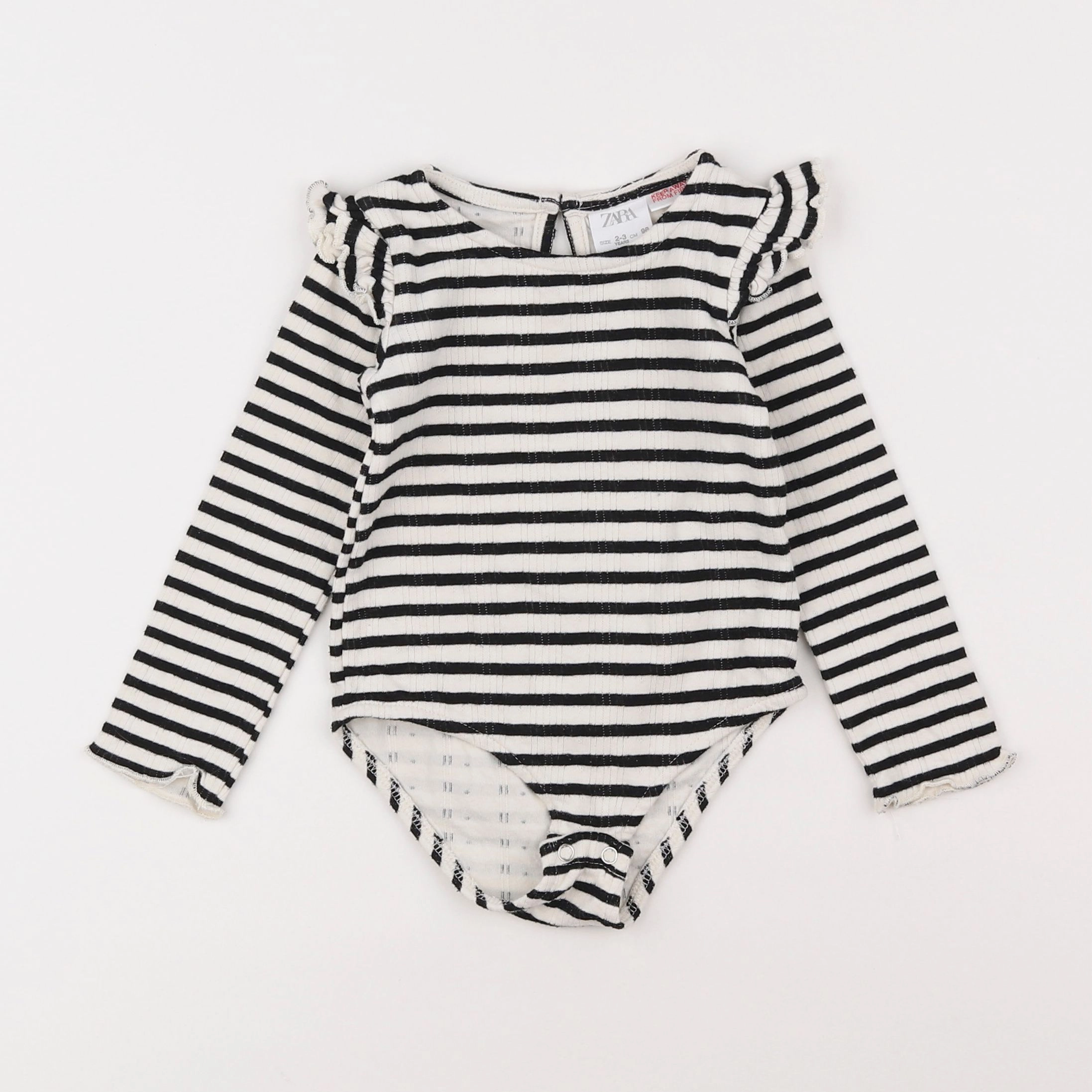 Zara - body tee-shirt blanc, noir - 2/3 ans