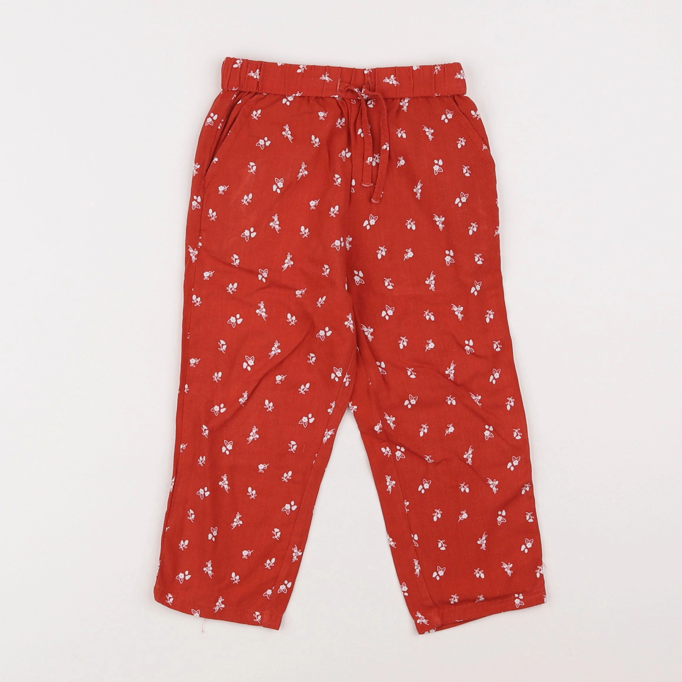 Little Cigogne - pantalon rouge, blanc - 2 ans