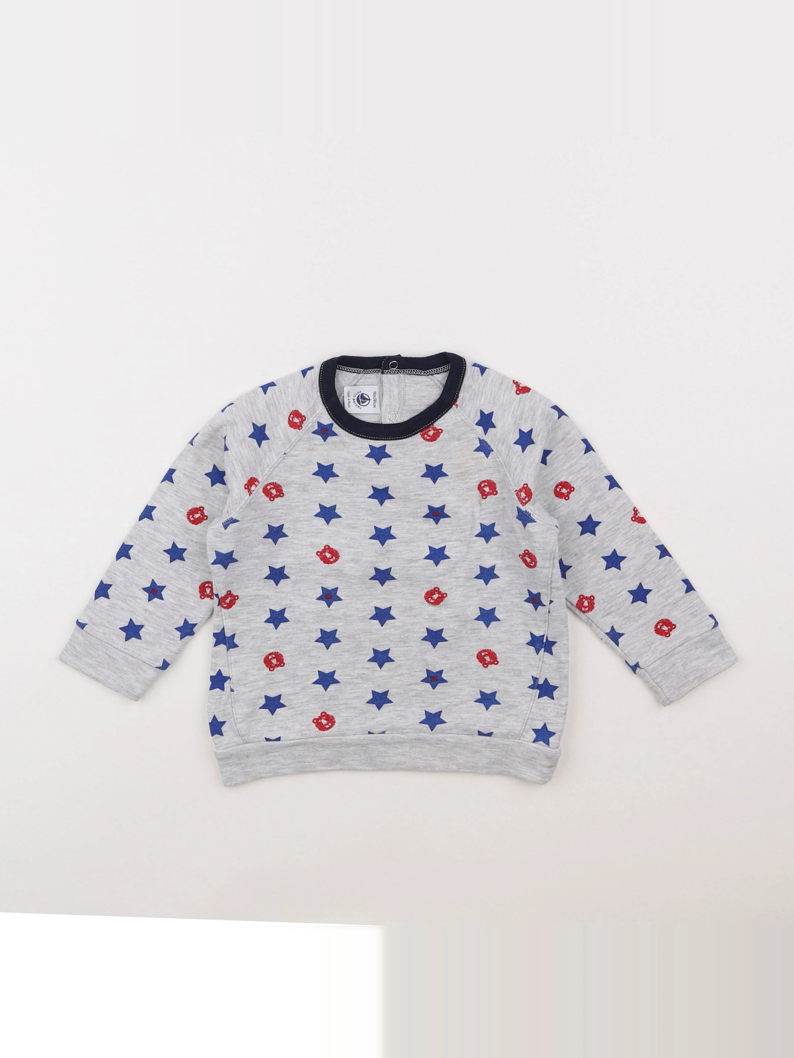 Petit Bateau - tee-shirt gris, bleu - 18 mois