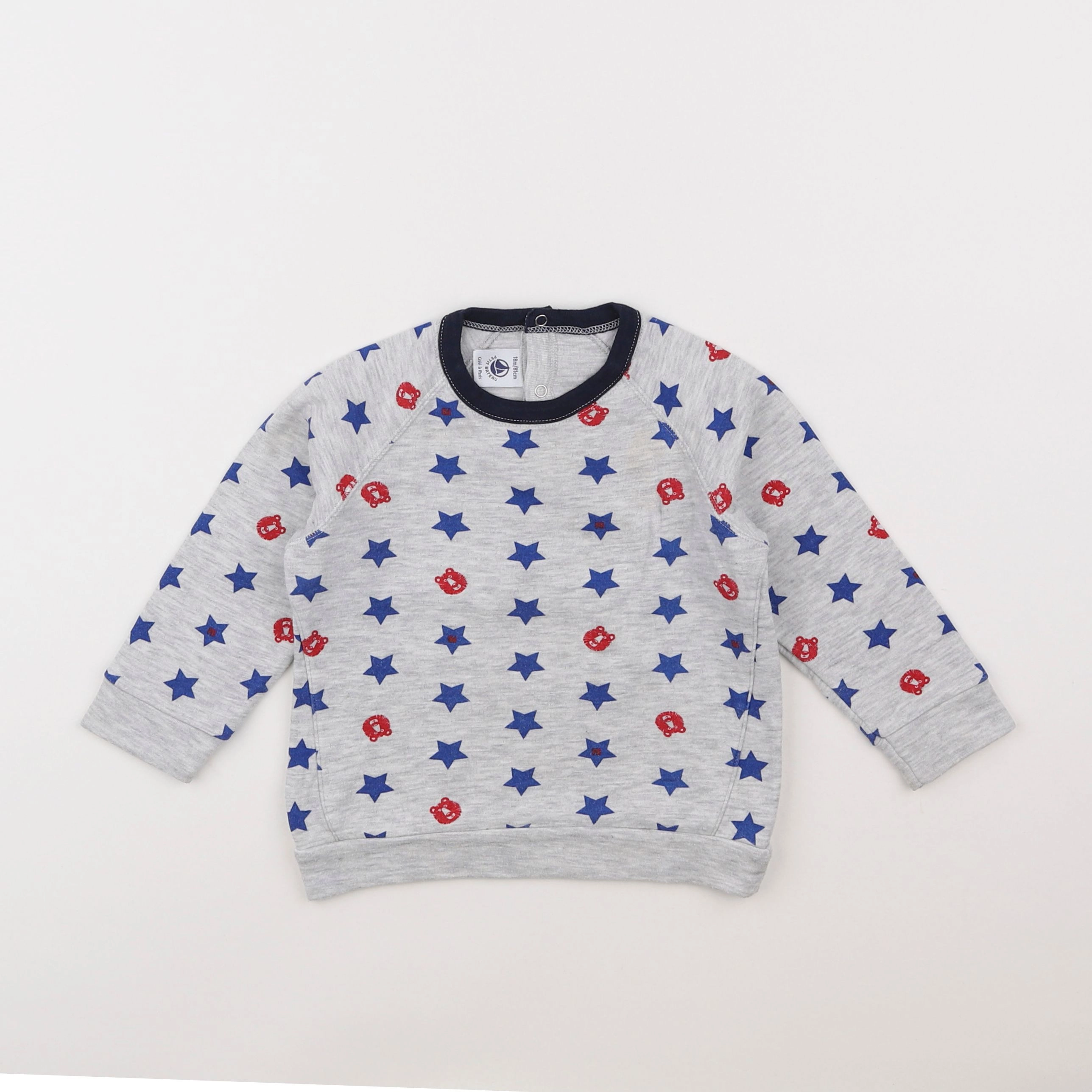 Petit Bateau - tee-shirt gris, bleu - 18 mois