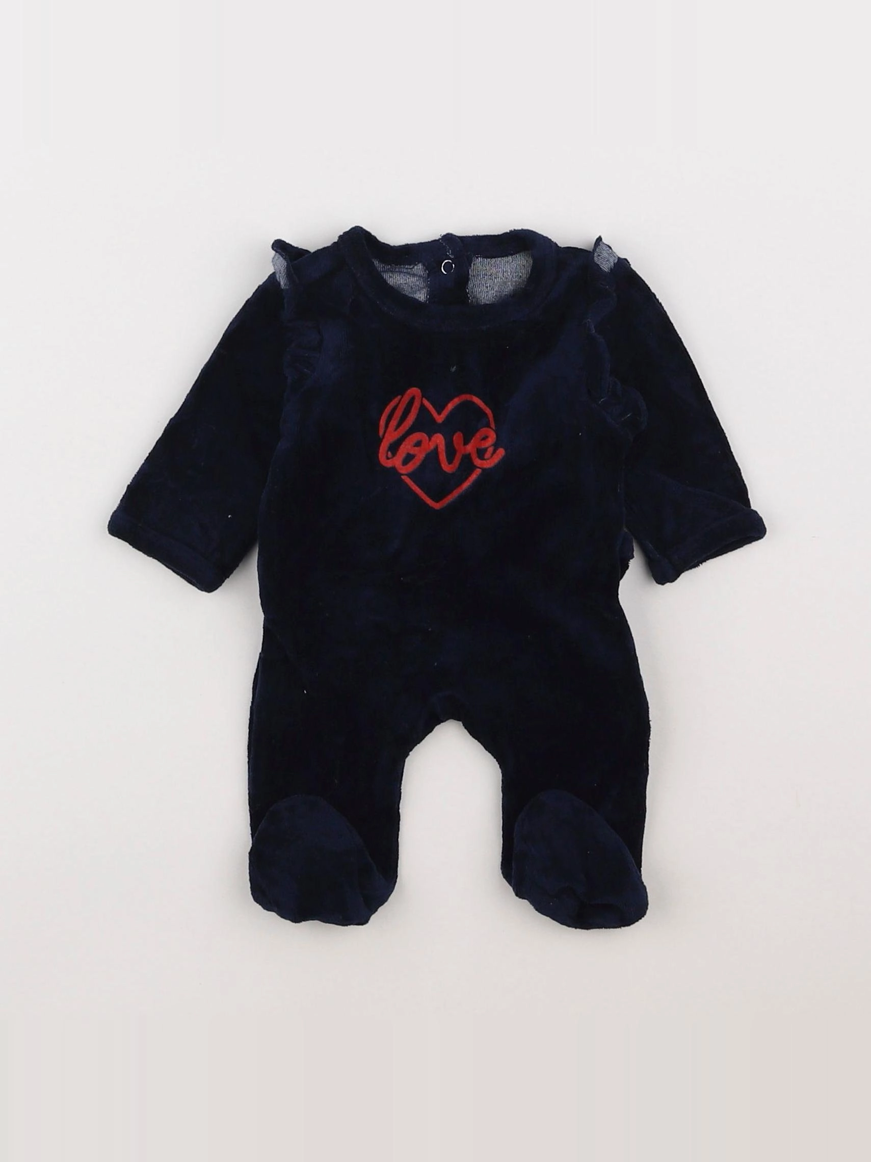 Vertbaudet - pyjama velours bleu - 0 mois