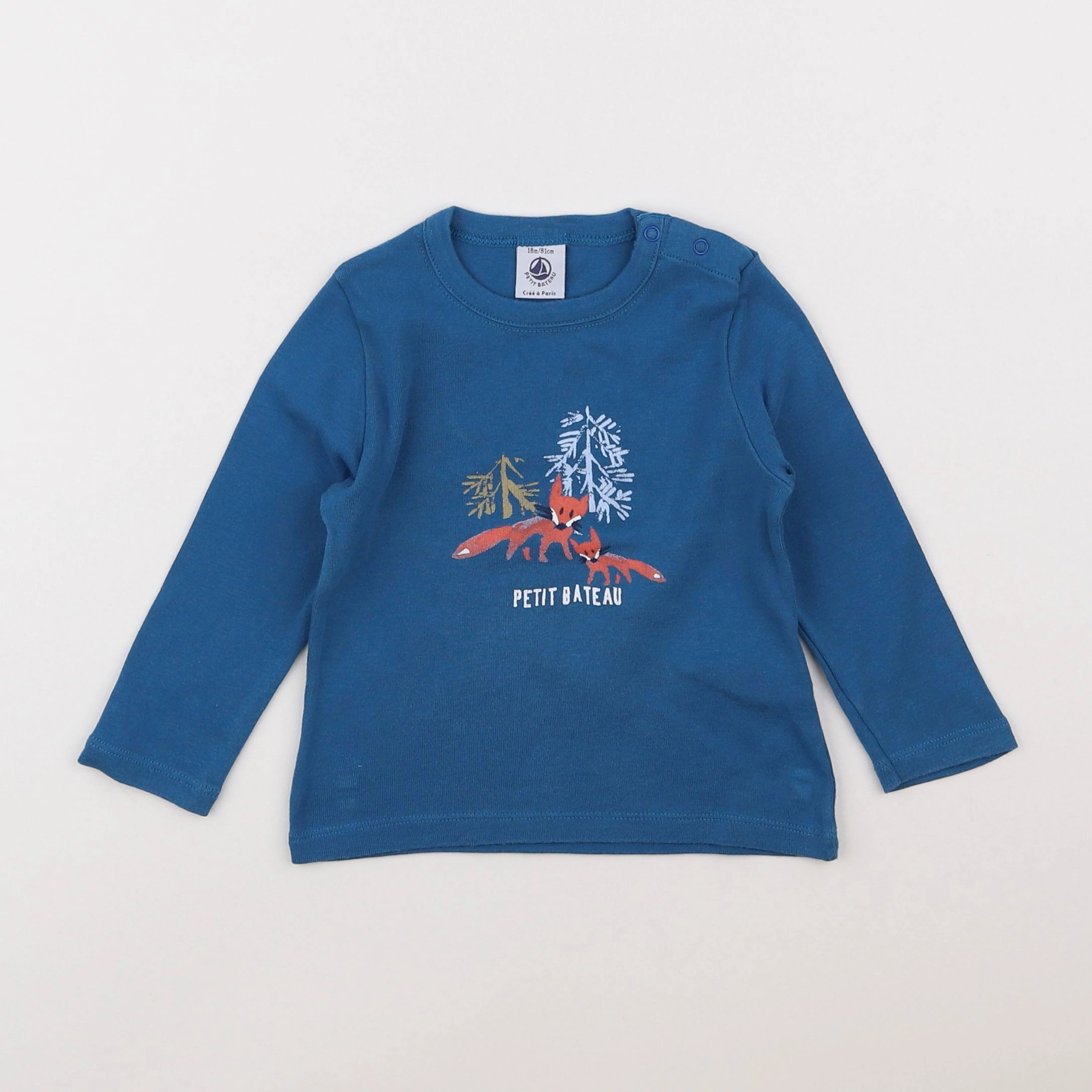 Petit Bateau - tee-shirt bleu - 18 mois