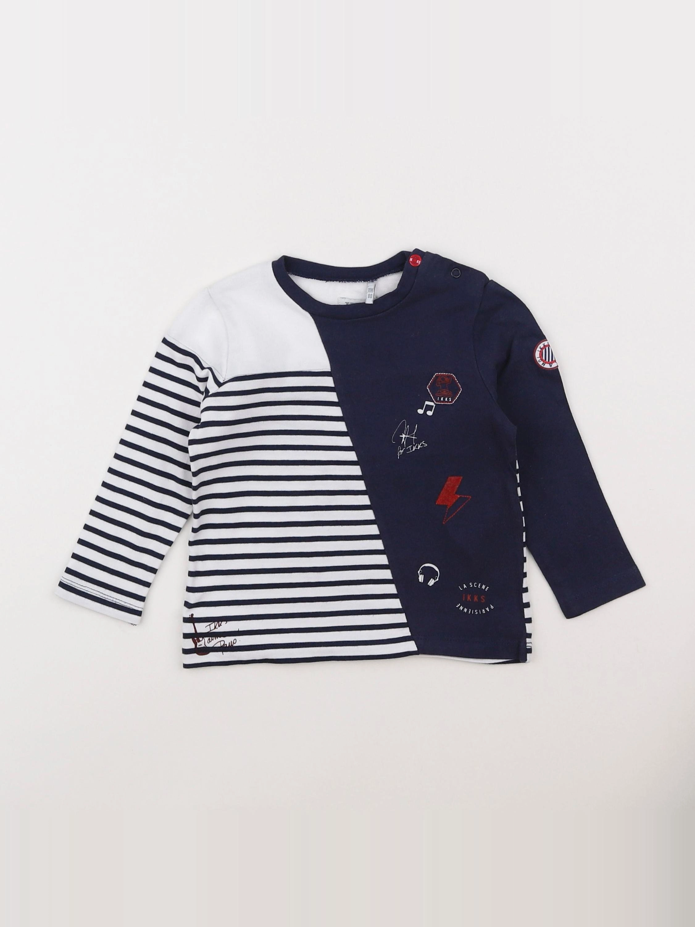 IKKS - tee-shirt bleu, blanc - 18 mois